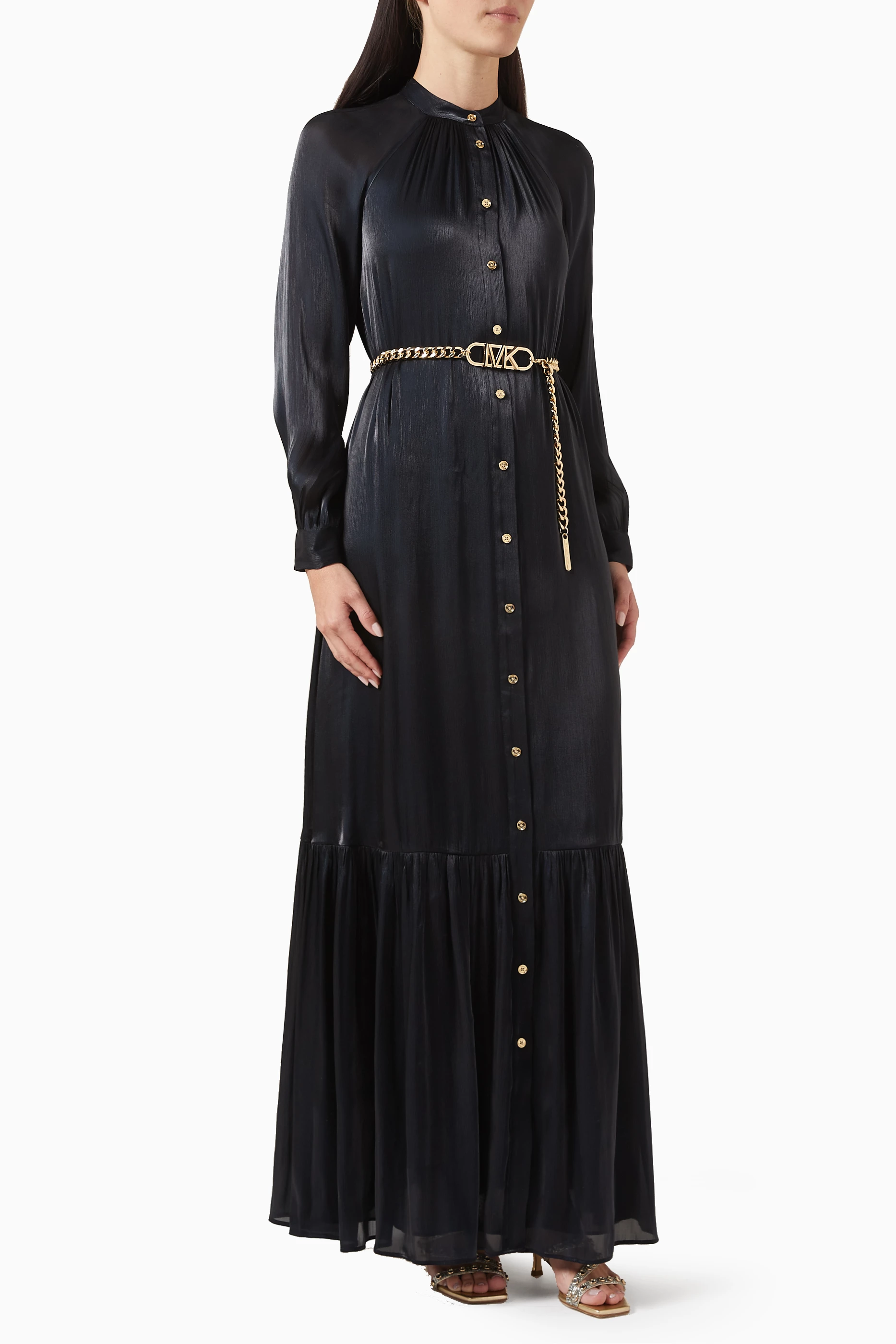 Buy Michael Kors Black Kaftan Maxi Dress in Crinkled Georgette For Women  Online | Ounass Oman