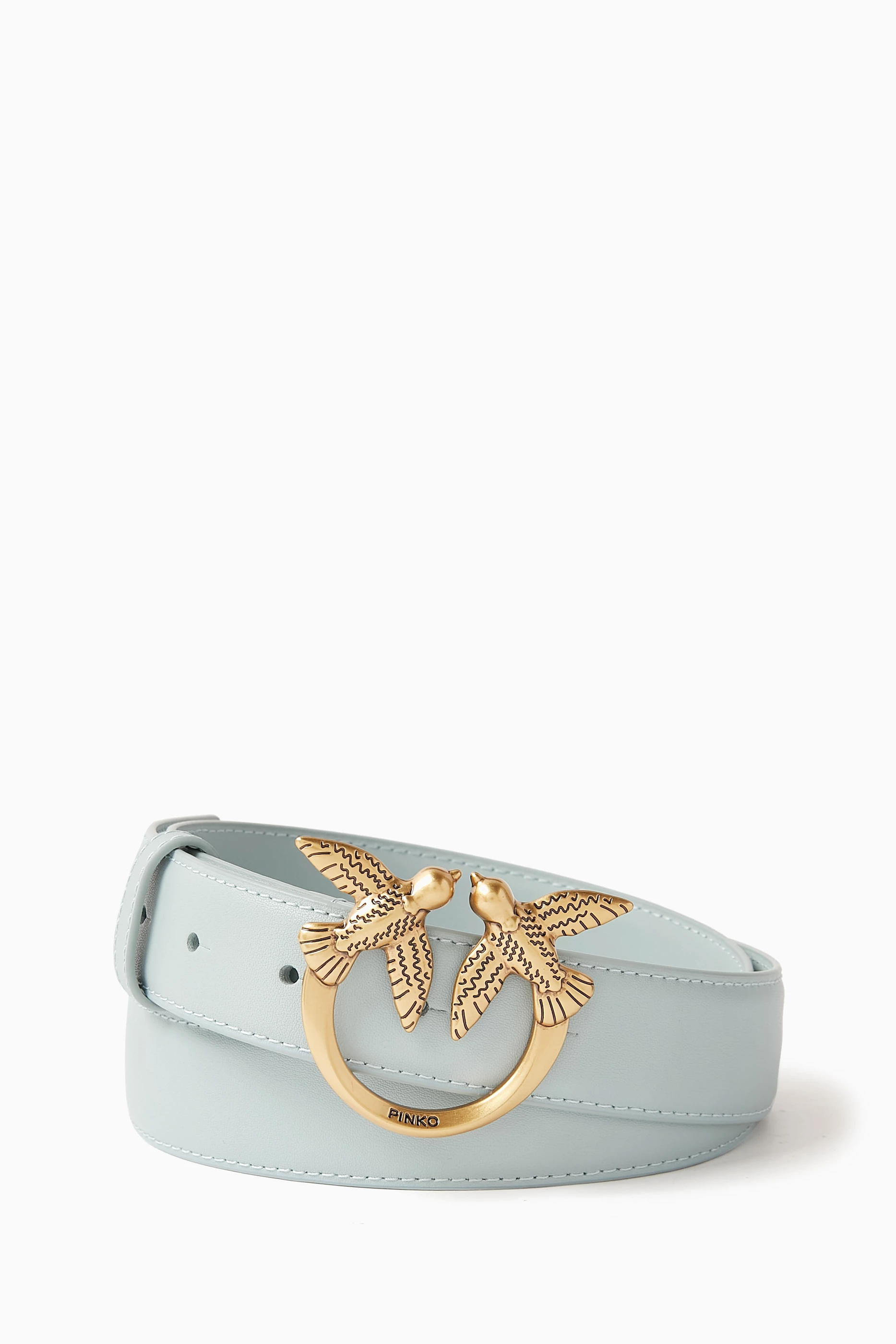 Pinko Light Blue Belt with Gold Bird Buckle PINKO Women main image 4