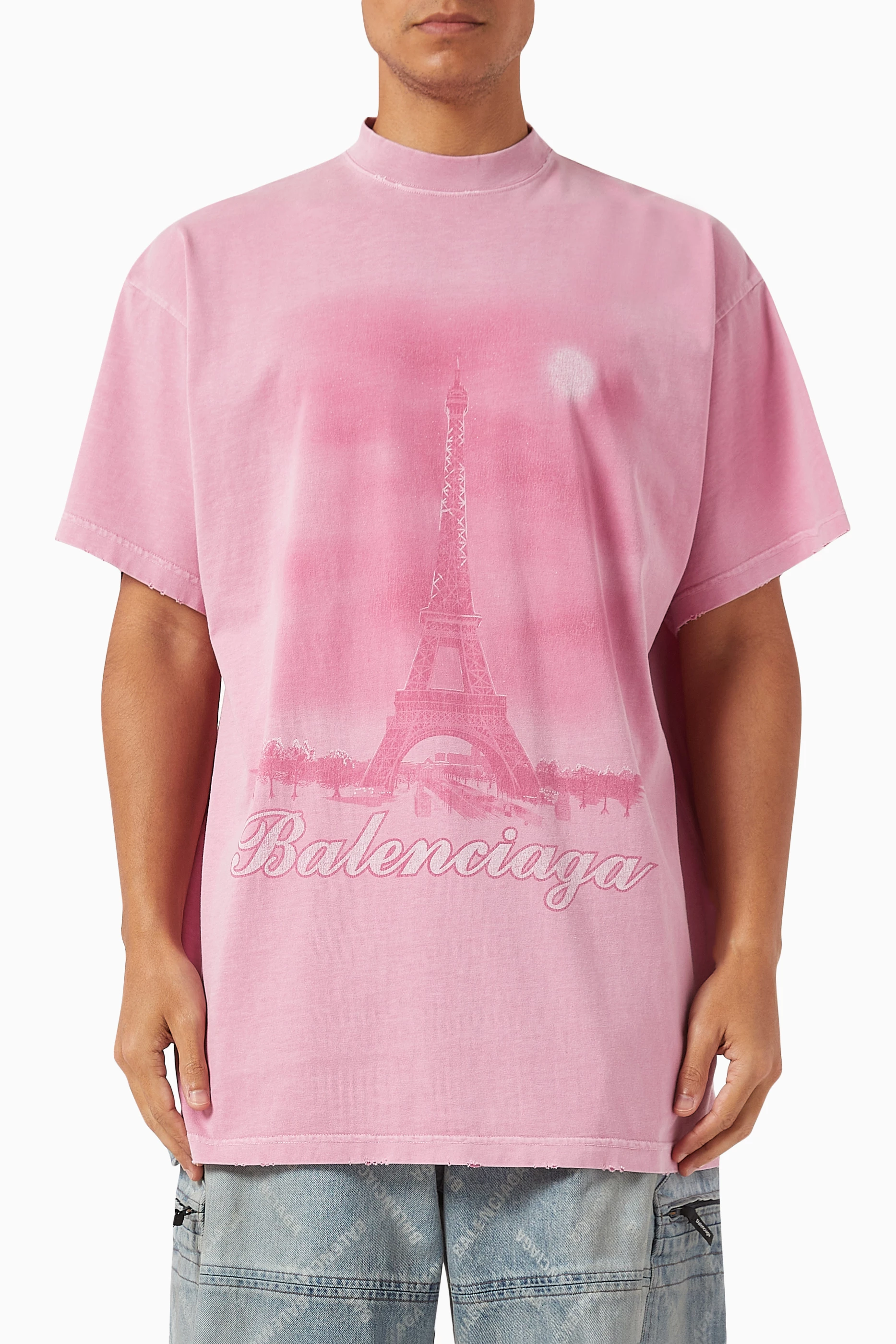 Buy Balenciaga Pink Unisex Paris Moon Oversized T-shirt in Vintage