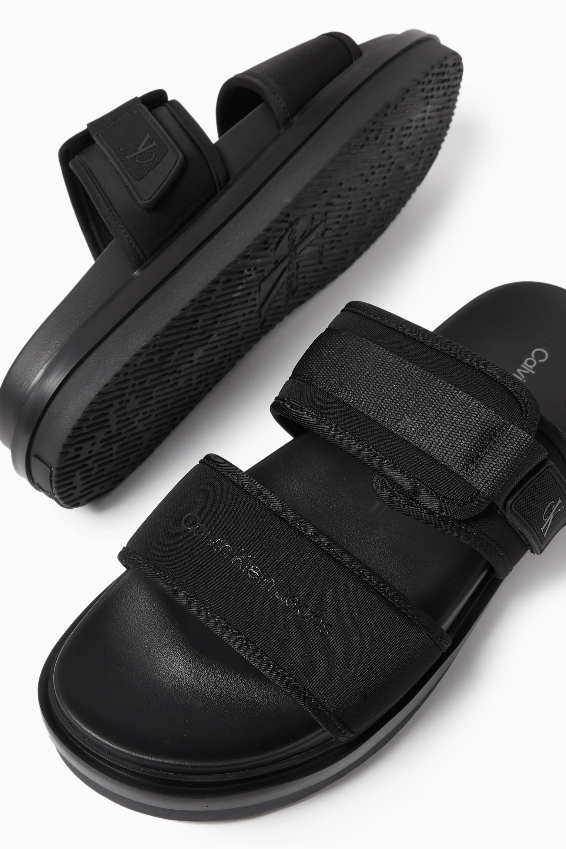 Buy Calvin Klein Jeans Black Double Band Sandals For Men 