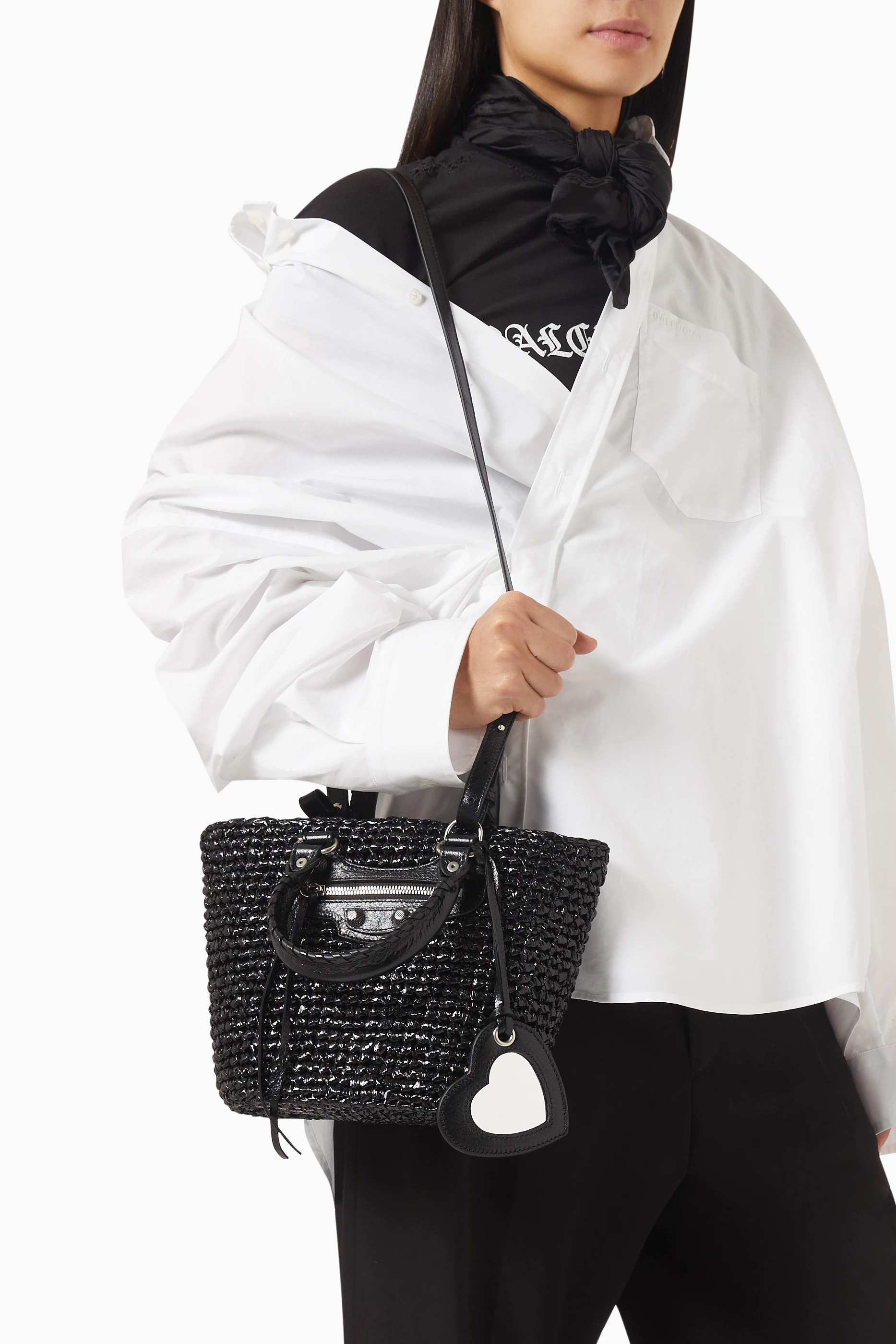 トートバッグ BALENCIAGA LE CAGOLE PANIER SMALL TOTE Balenciaga Small Le Cagole Panier Tote Bag | White | FARFETCH