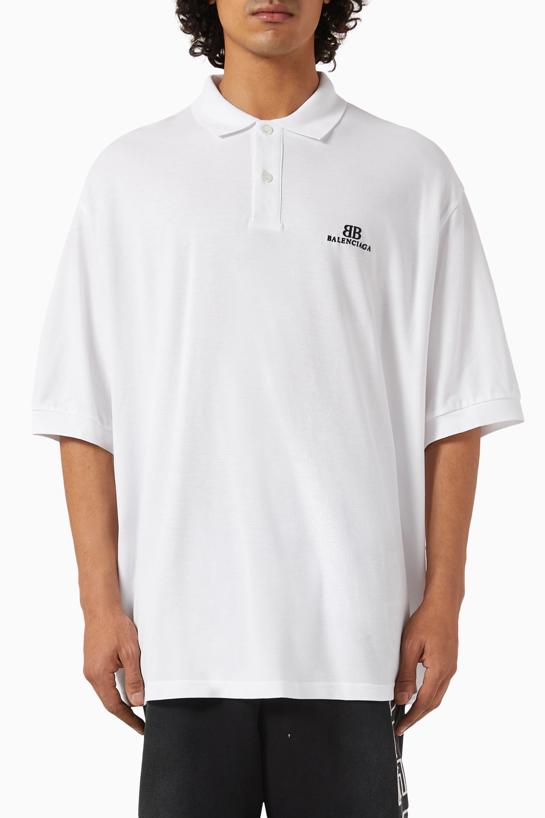 Buy Balenciaga White BB Classic Oversized Polo Shirt in Cotton