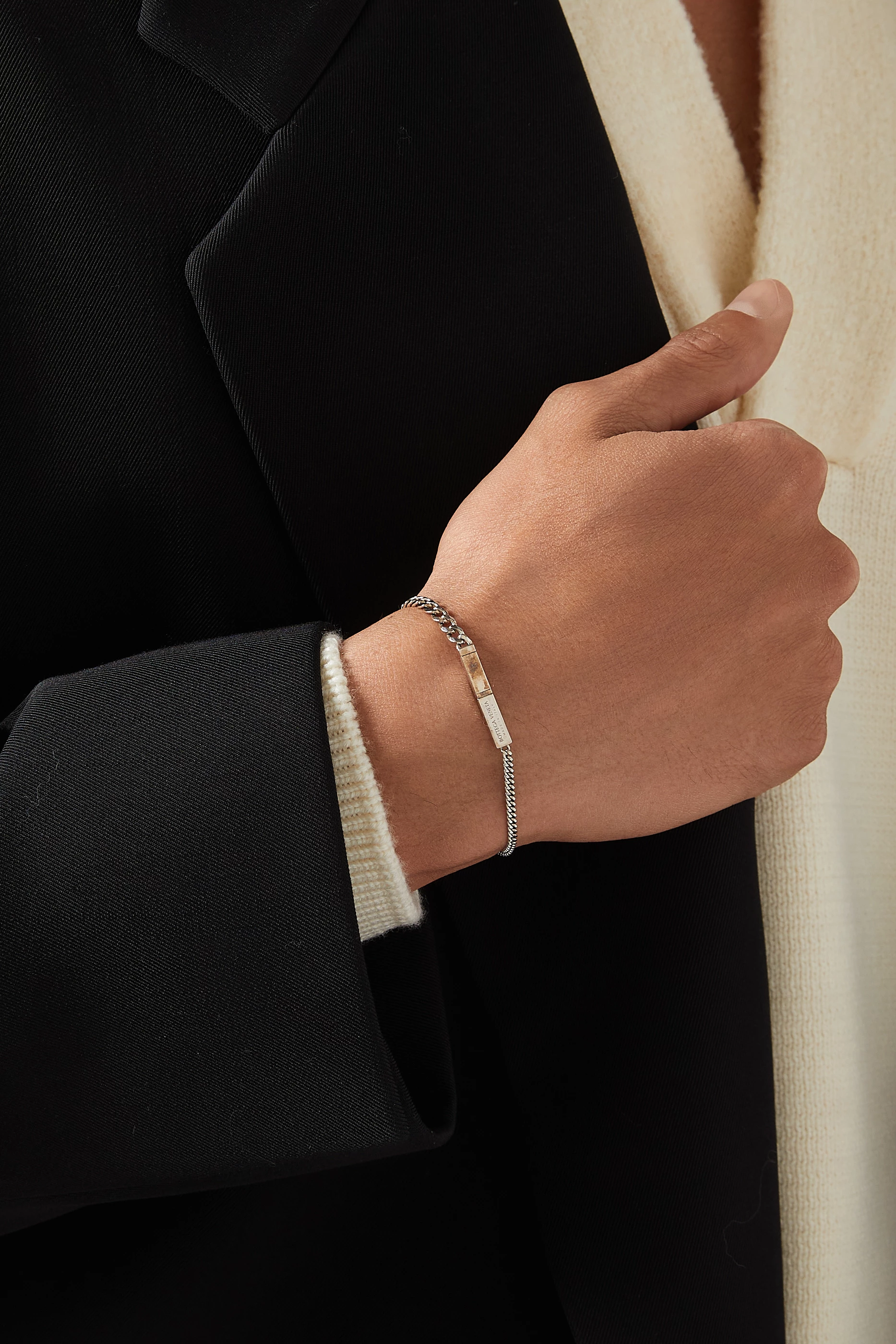 Buy Bottega Veneta Grey ID Chain Bracelet in Sterling Silver For 
