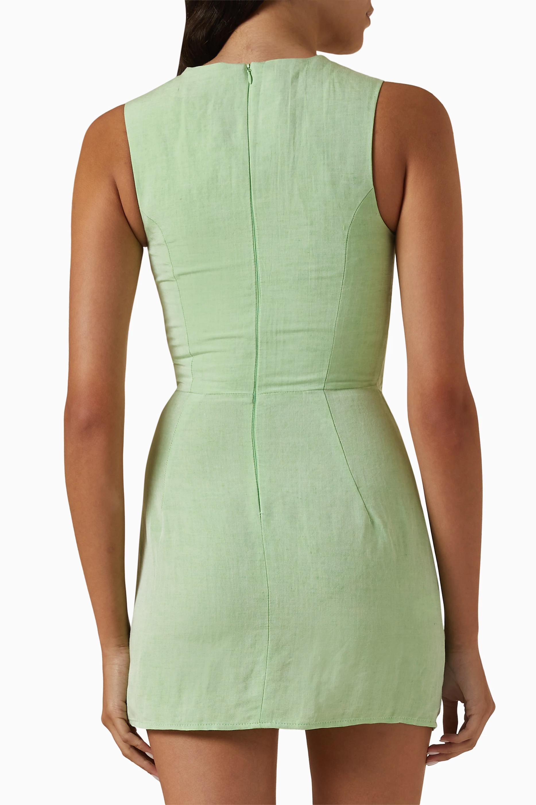 Buy Matthew Bruch Green Wrap Mini Dress in Linen Blend For Women Online |  Ounass Oman