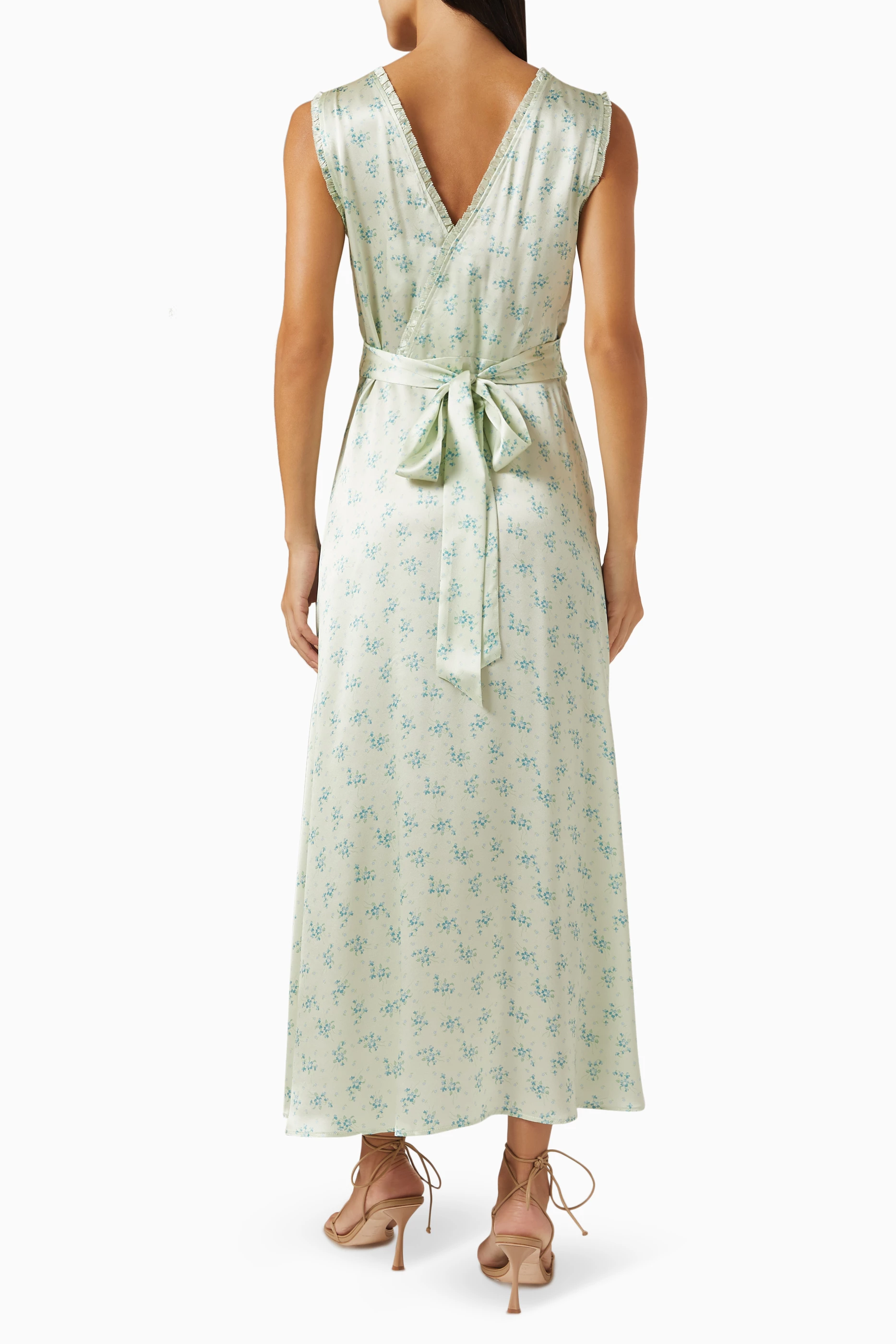 doen tahlia silk maxi dress in green Buy DÔEN Green Tahlia Midi Dress in Silk For Women Online