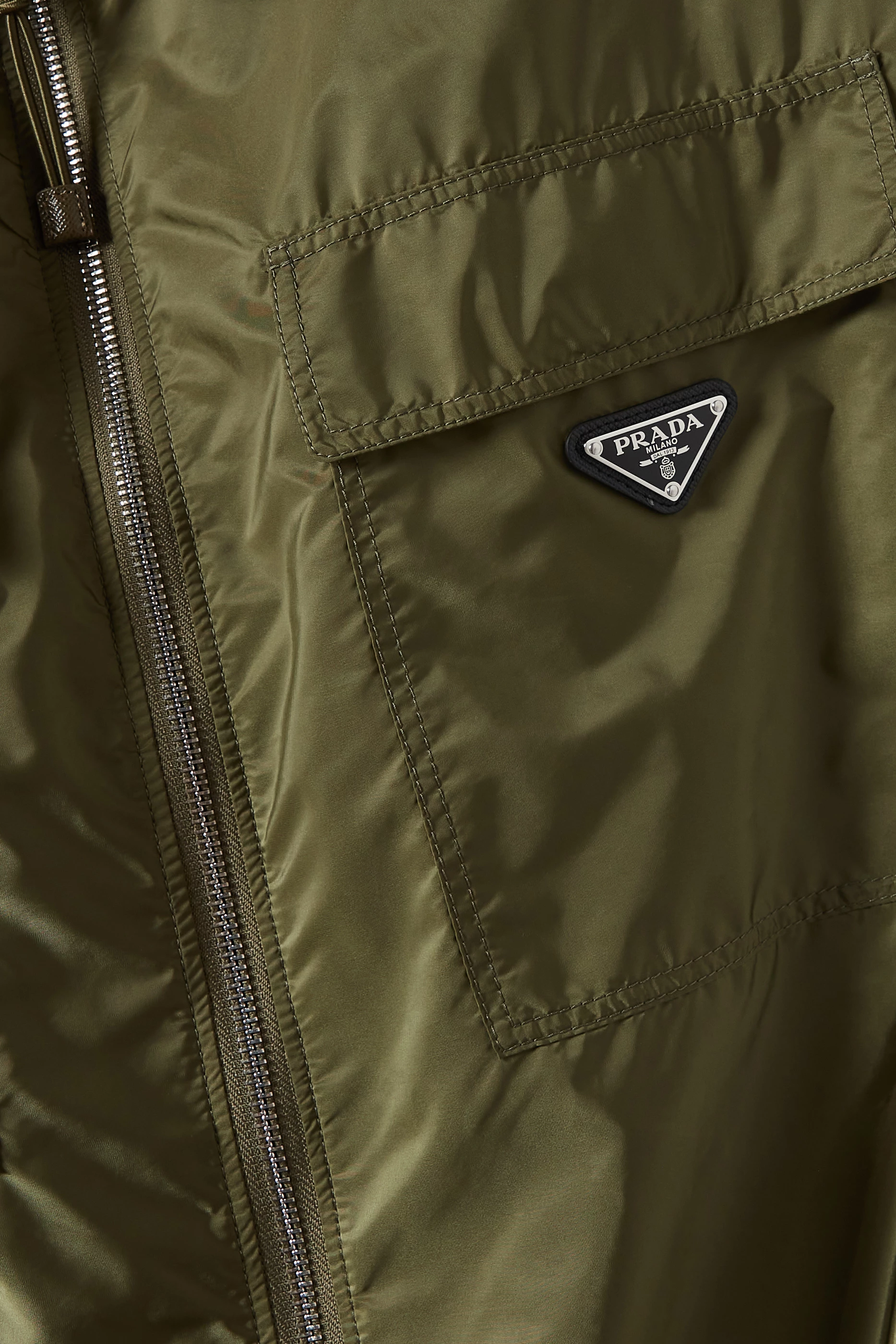 Buy Prada Neutral Zip-up Shirt in Re-nylon For Men Online | Ounass
