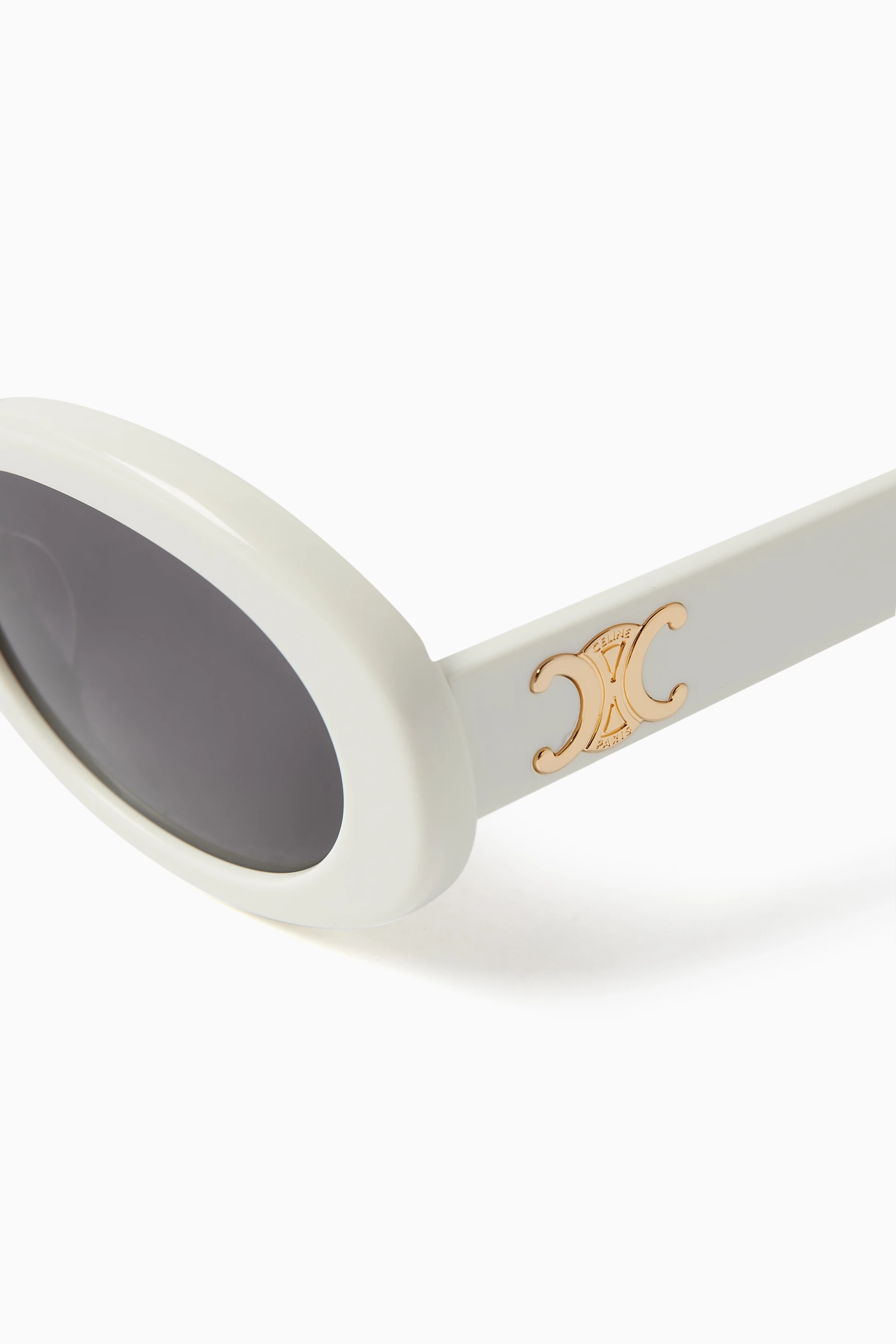 Buy CELINE White Triomphe Oval Sunglasses in Acetate For 