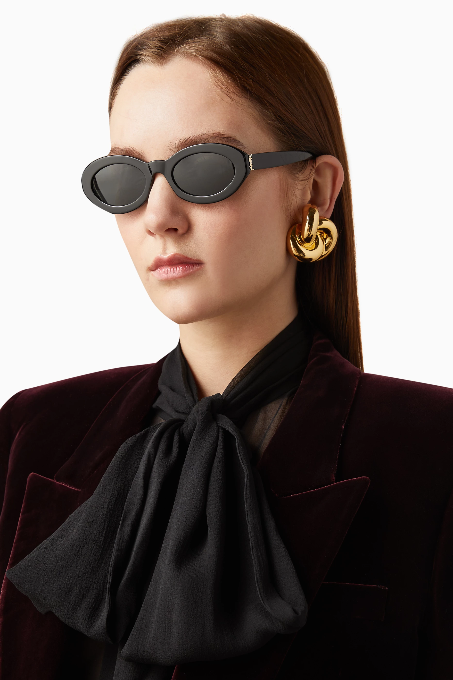 【関税＆送料込み】Saint Laurent Sl M136 Oval-Frame Sunglas Buy SAINT LAURENT Black SL M136 Oval Sunglasses in Recycled