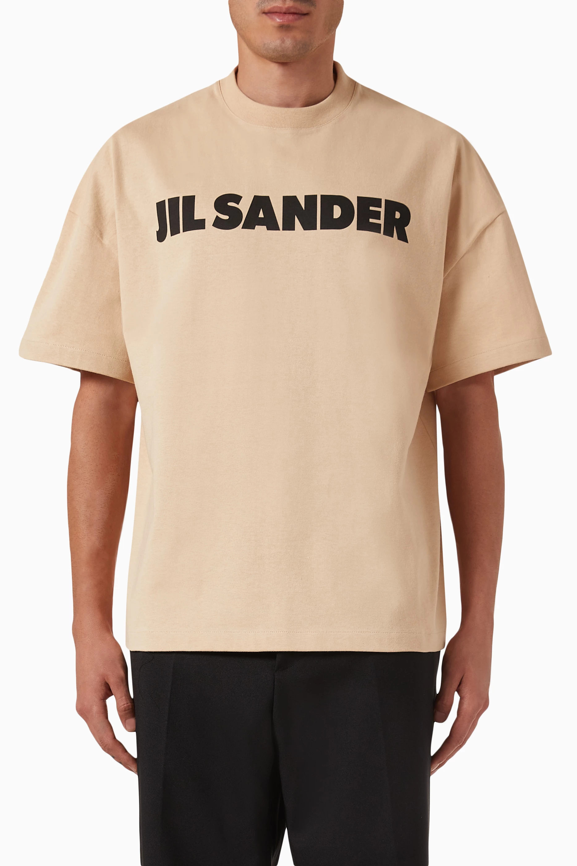 Buy Jil Sander Brown Logo Print T-shirt in Cotton For Men Online 