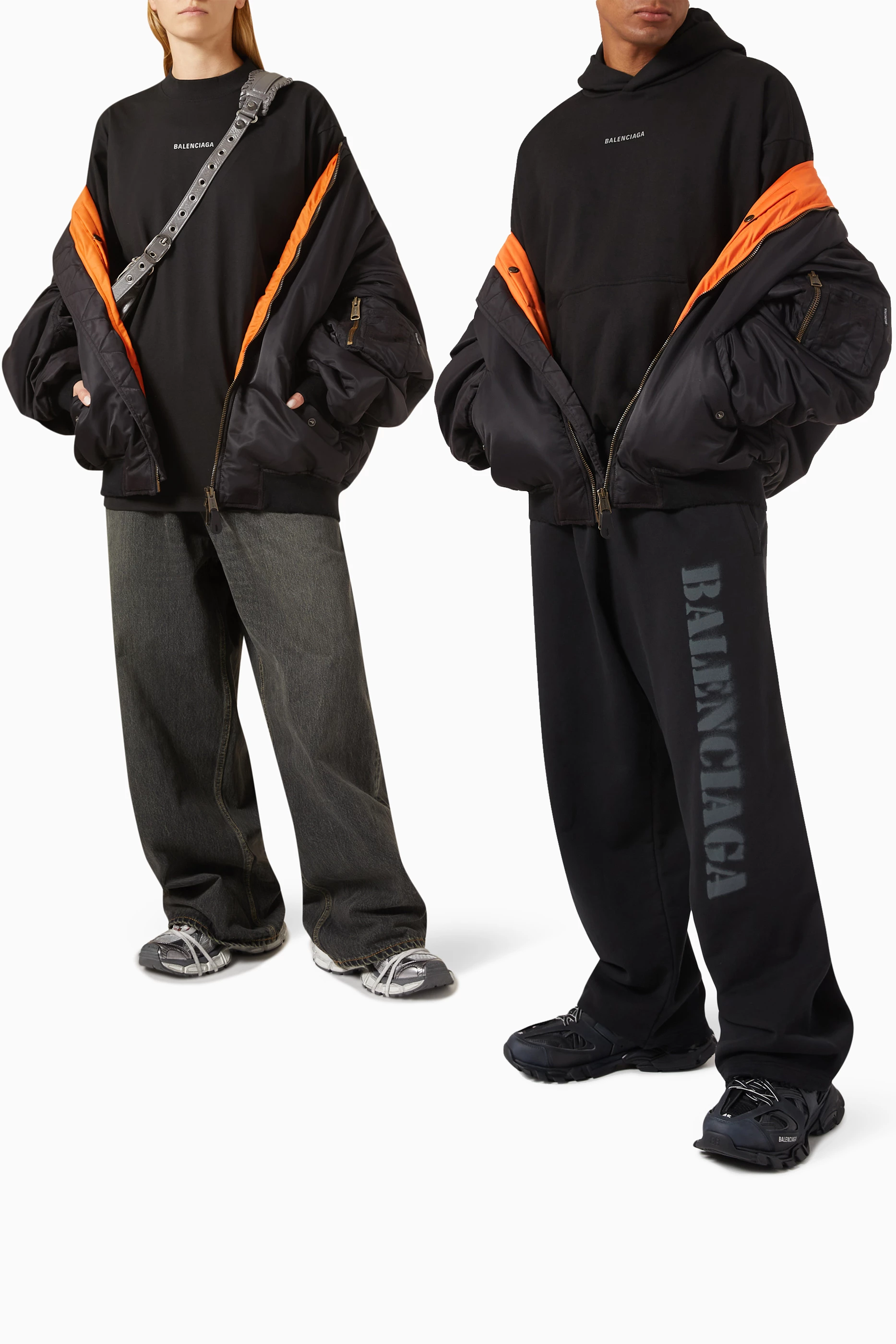 Buy Balenciaga Black Unisex Off Shoulder Bomber Jacket in