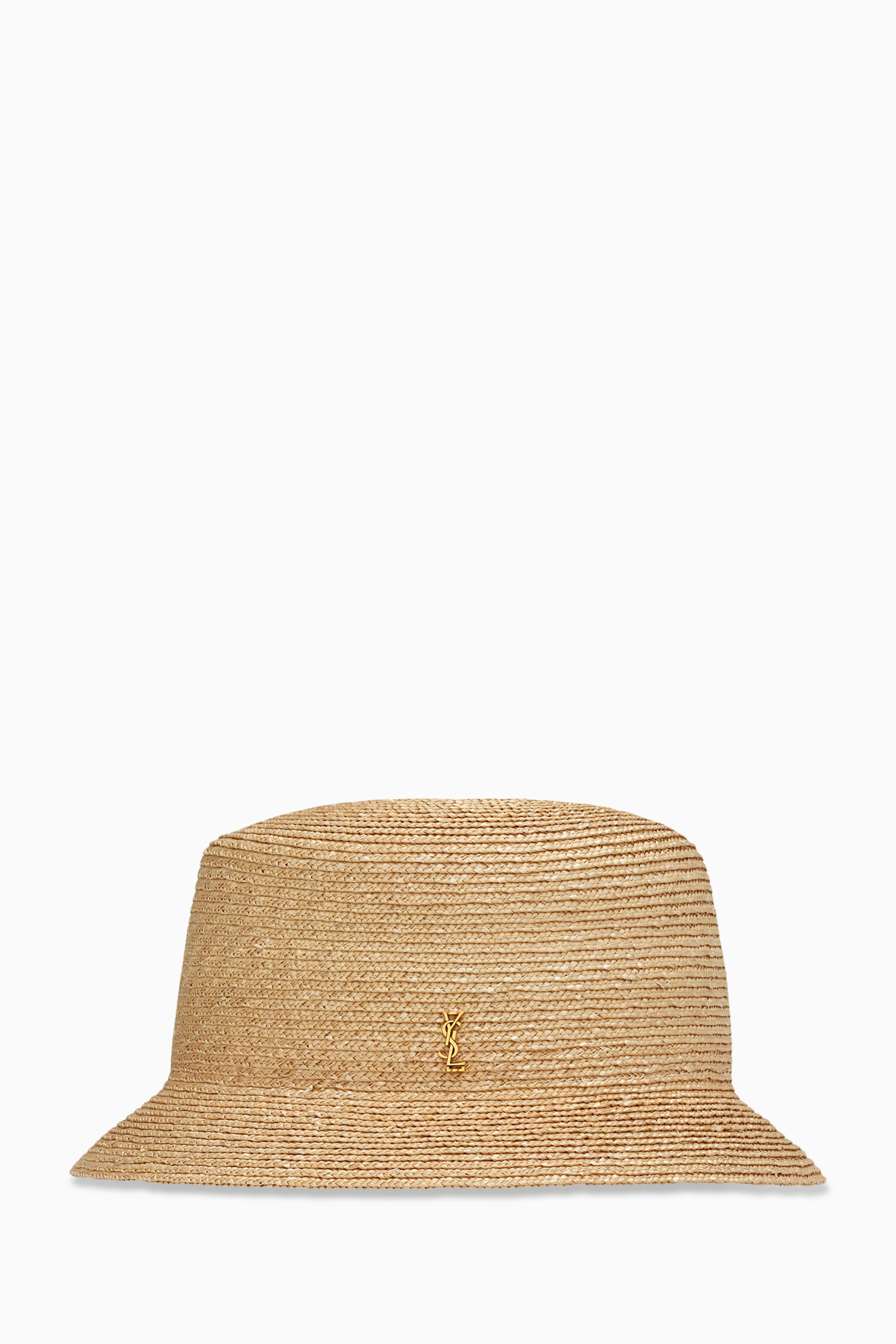 Buy SAINT LAURENT Neutral Maglina Bucket Hat in Straw For  display picture 3
