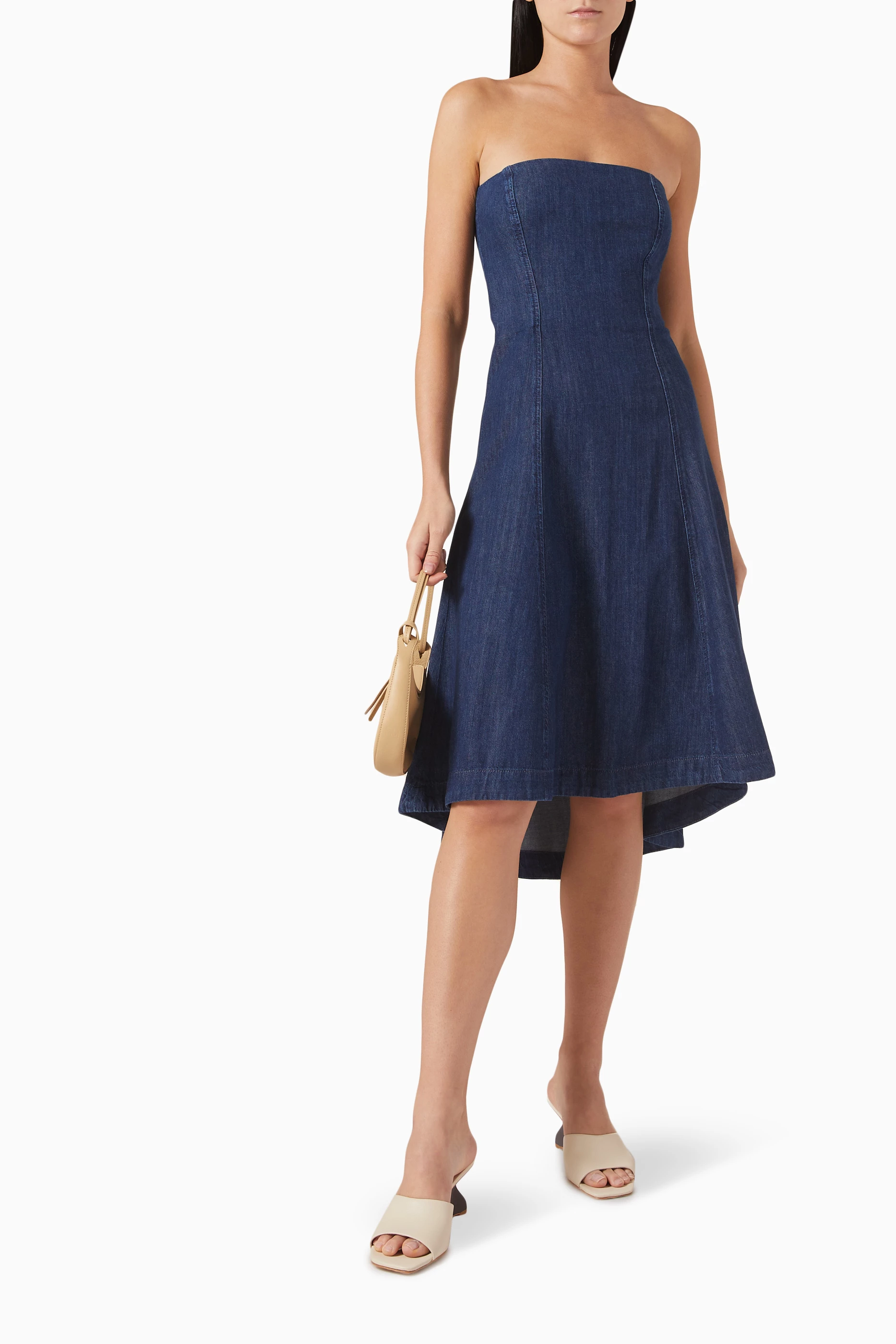 zoie denim midi dress Buy Reformation Grey Zoie Midi Dress in Denim For Women Online