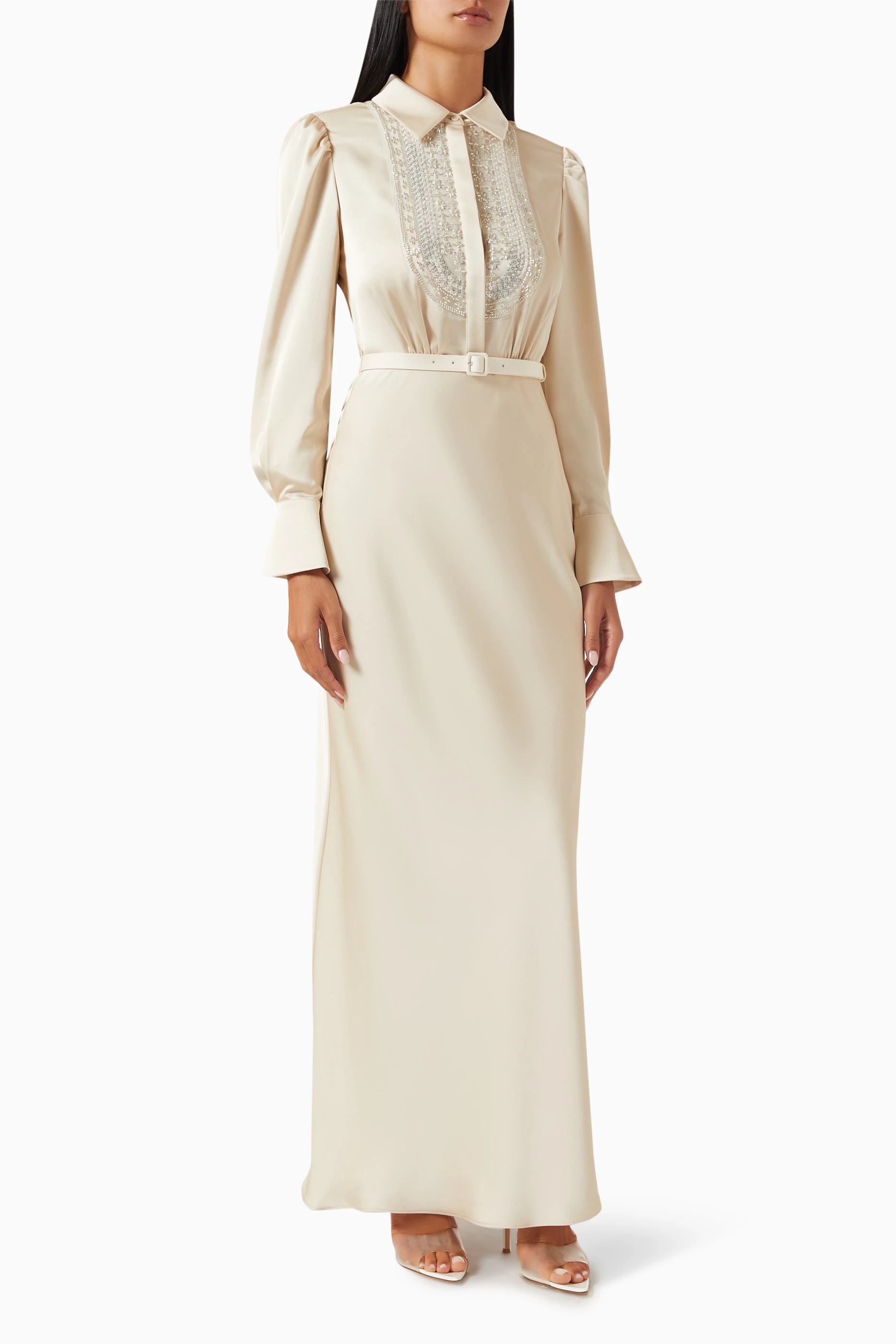 white christmas dresses Cream And Gold Chiffon Maxi Dress main image 0