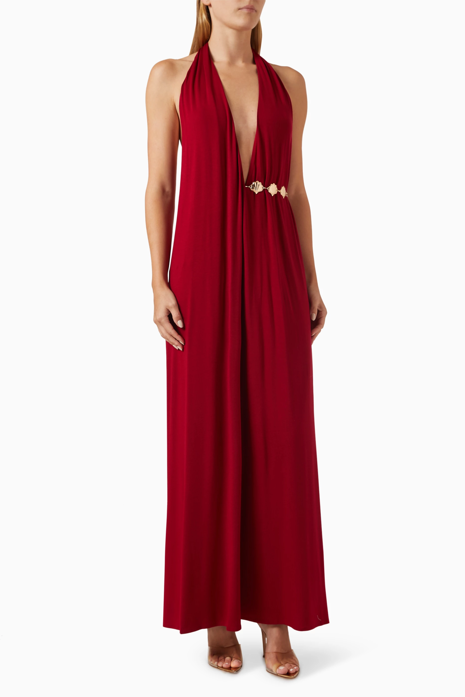 strapless open back dress Leslie Amon Sunset Flow Sunrise Embellished Maxi Dress