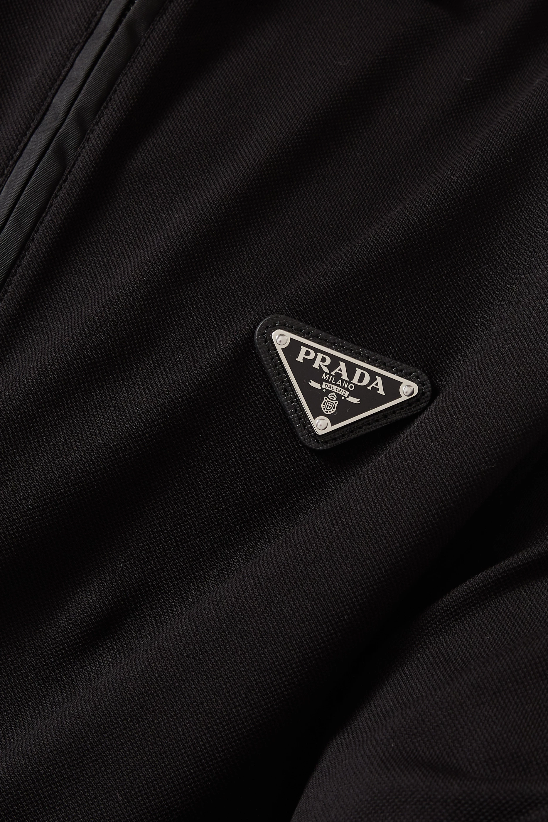 Buy Prada Black Triangle Logo Polo Shirt in Pique-knit For Men