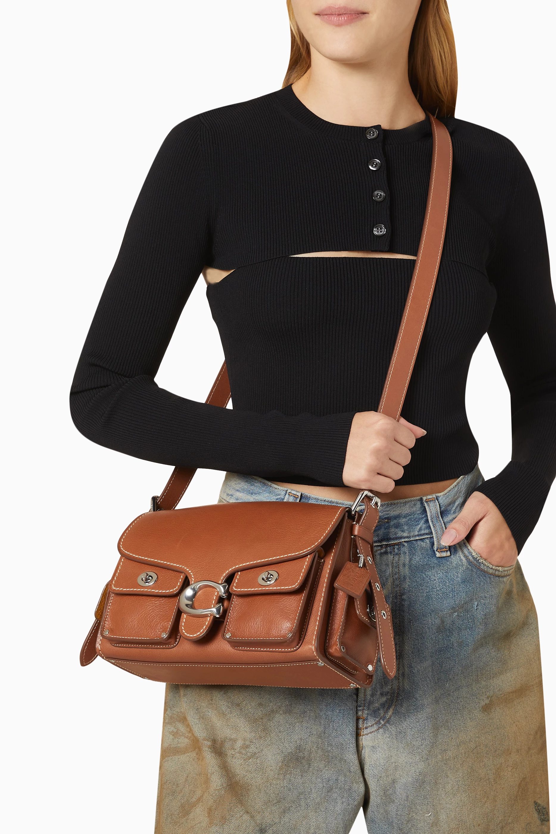 Buy Coach Brown Cargo Turnlock Soft Tabby Shoulder Bag in Leather For Women Online Ounass Oman