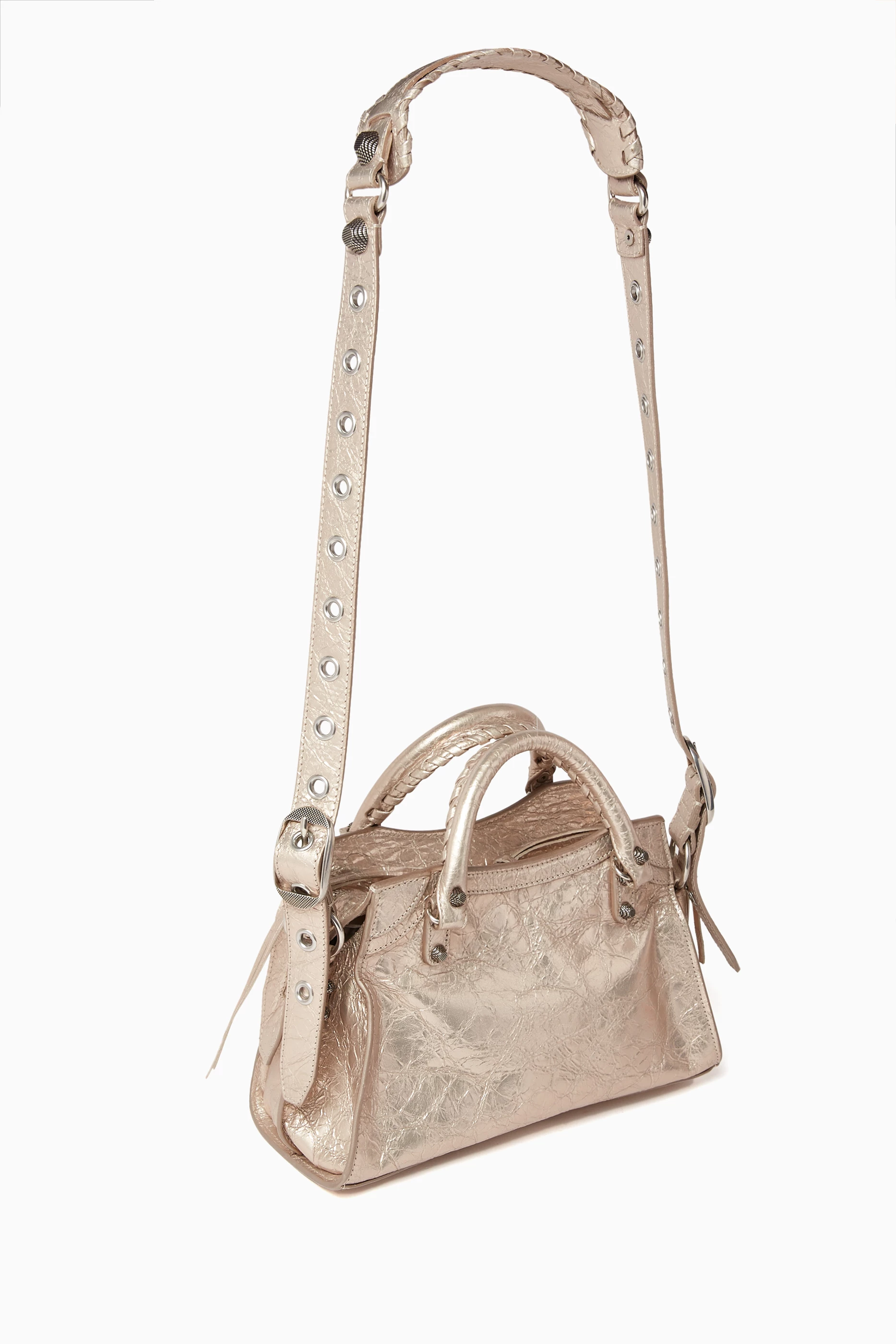 Buy Balenciaga Neutral Neo Cagole XS Handbag in Arena Lambskin For