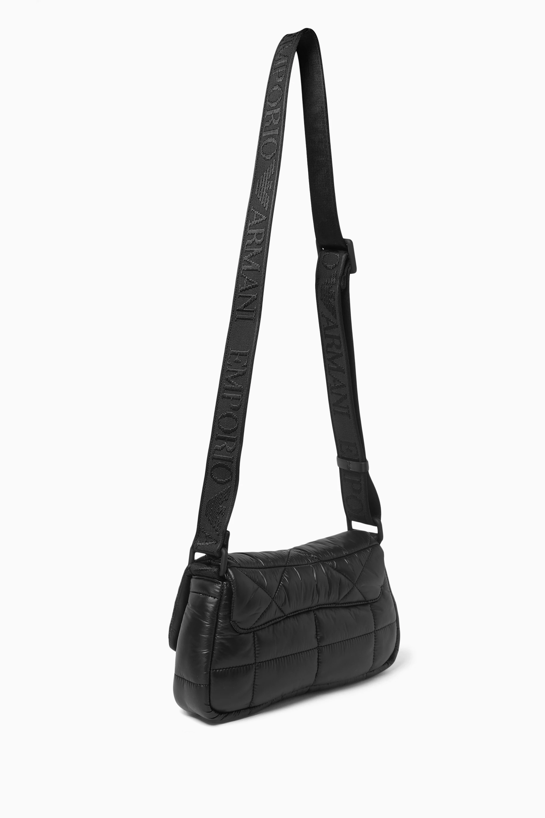 Buy Emporio Armani Black Quilted Crossbody Bag in Nylon For Women 