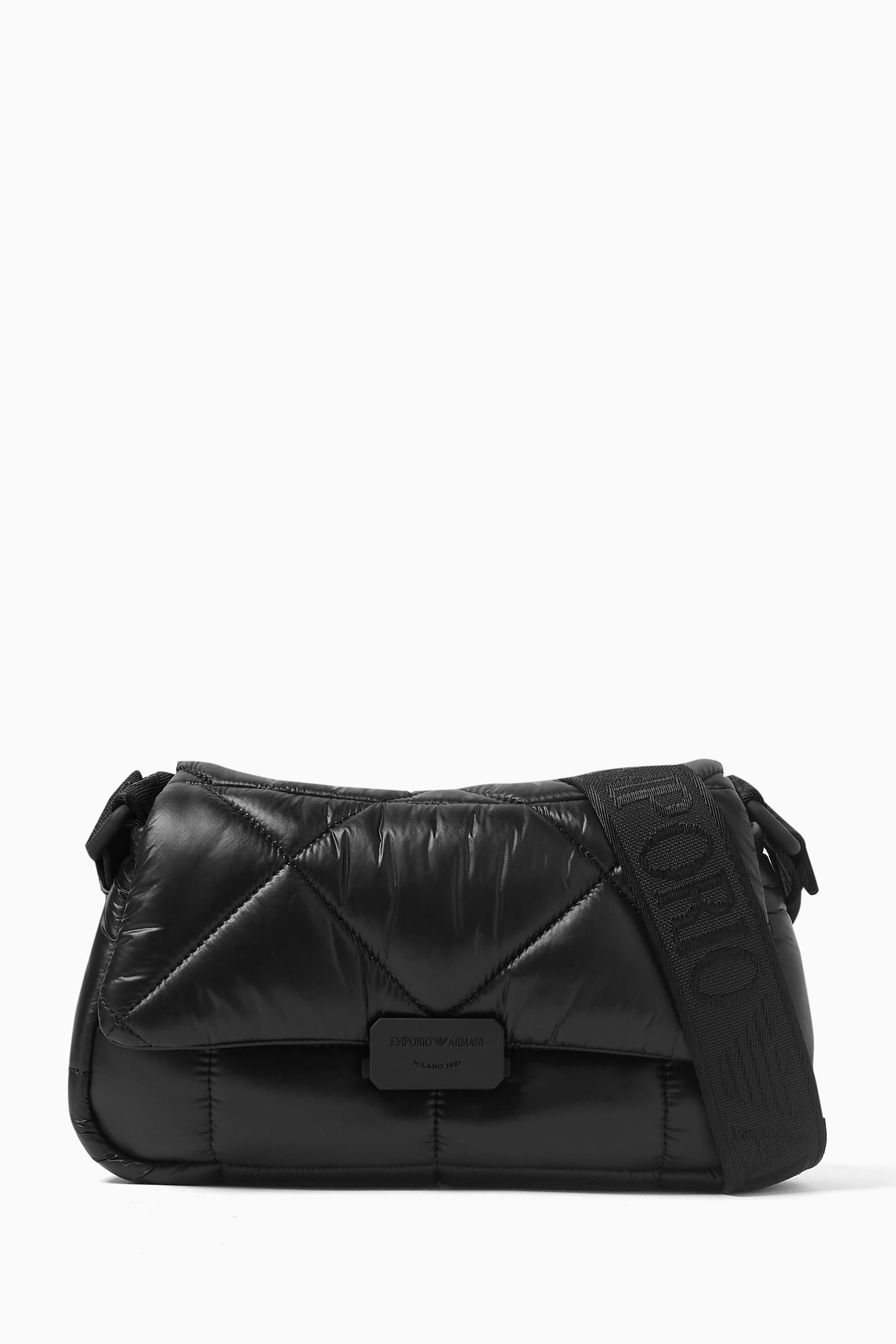 Buy Emporio Armani Black Quilted Crossbody Bag in Nylon For Women 