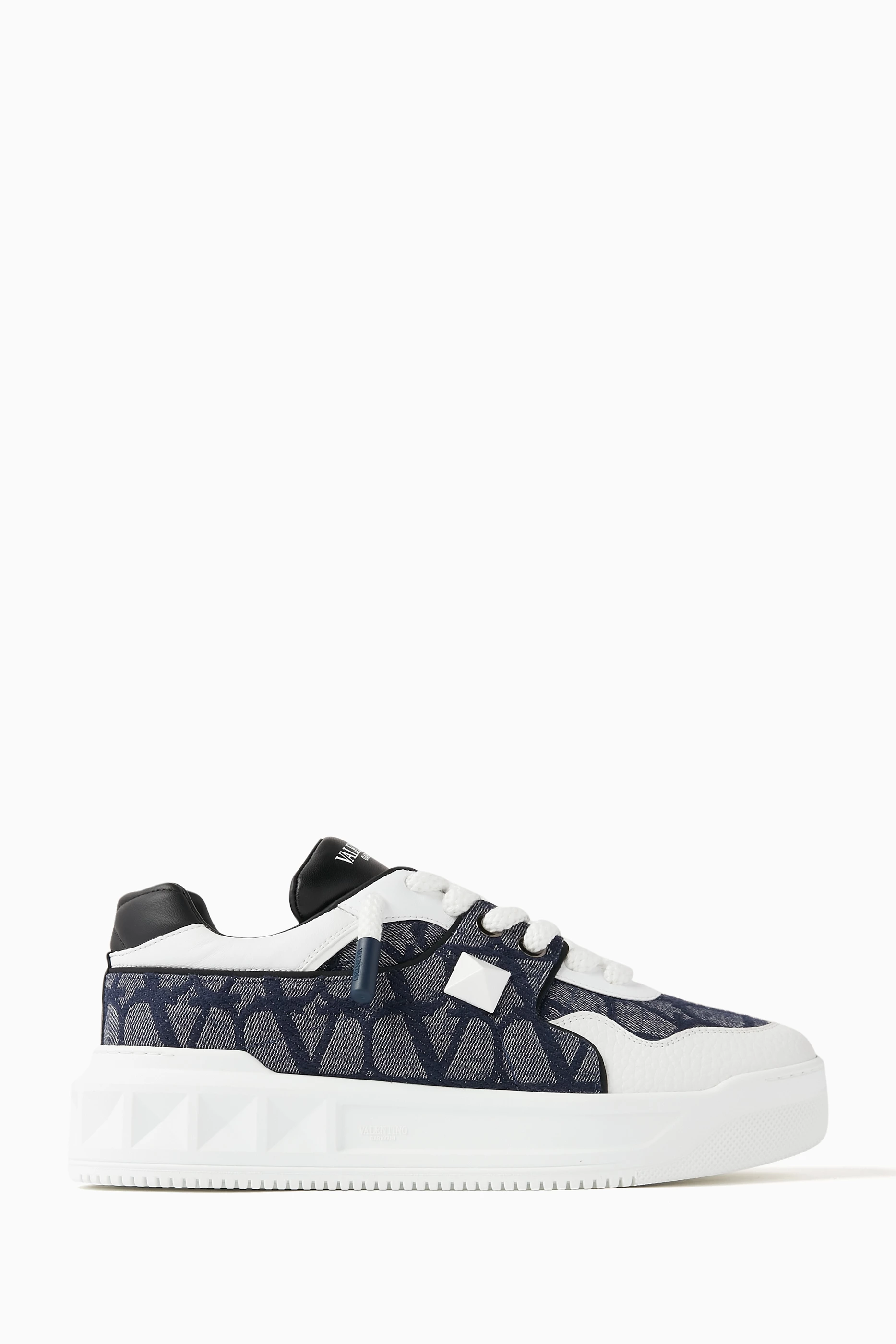 Buy Valentino Garavani Blue Valentino Garavani Toile Iconographe Motif Sneakers in Canvas and Leather For Men Online Ounass Oman