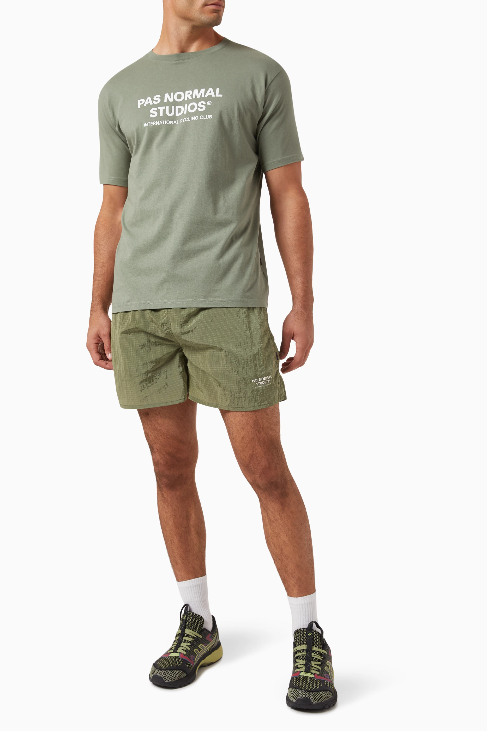 Buy Pas Normal Studios Green Off-race Shorts in Ripstop For