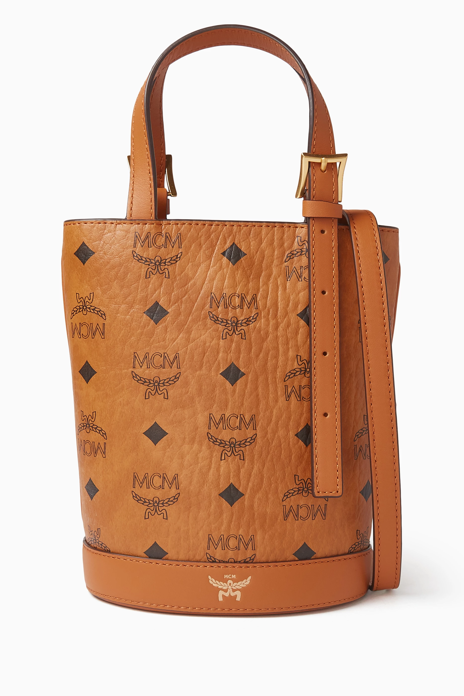 Buy MCM Brown Mini Aren VI Tote in Visetos For Women Online Ounass Oman
