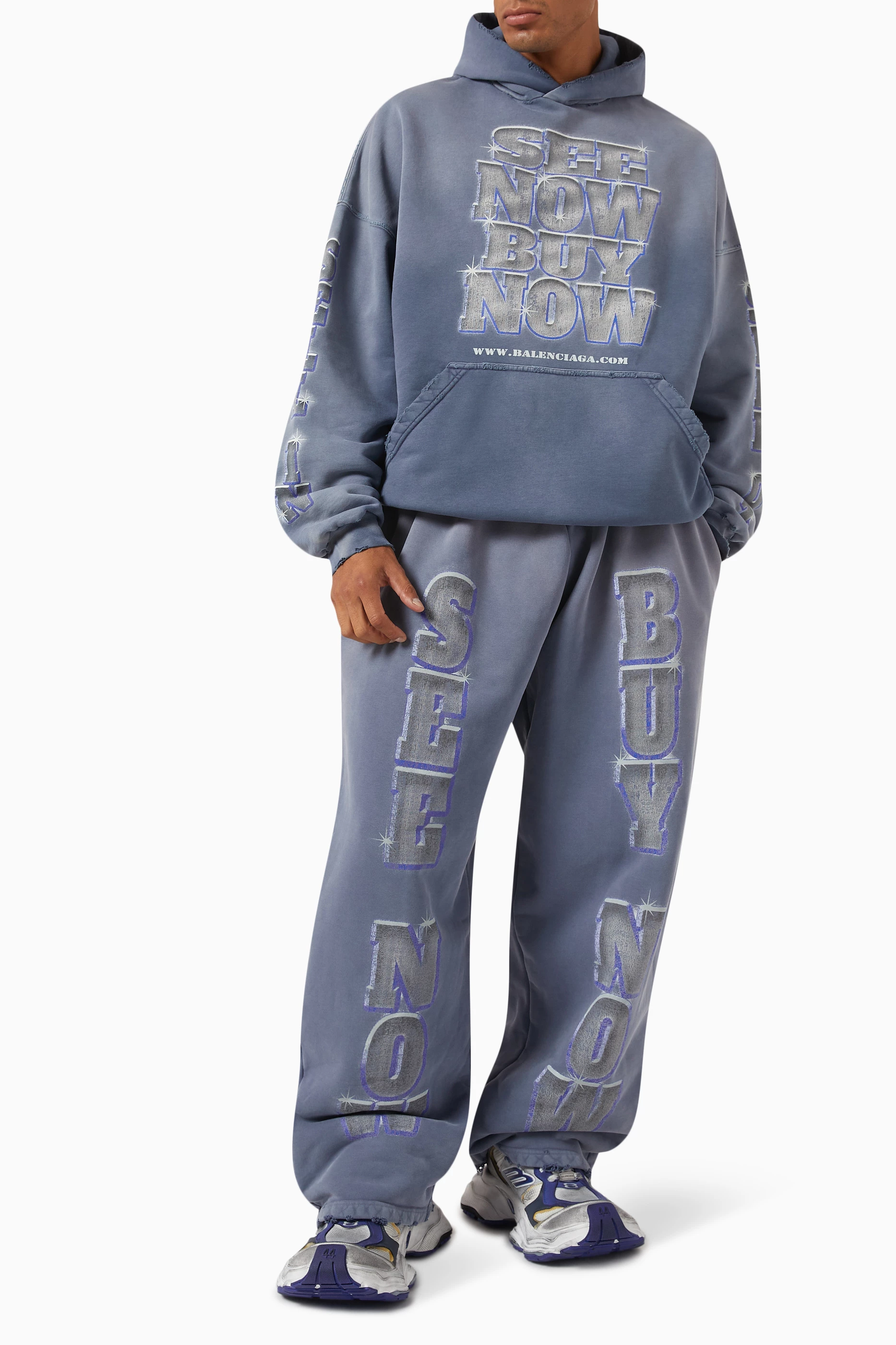 Buy Balenciaga Blue See Now Buy Now Baggy Sweatpants For UNISEX 
