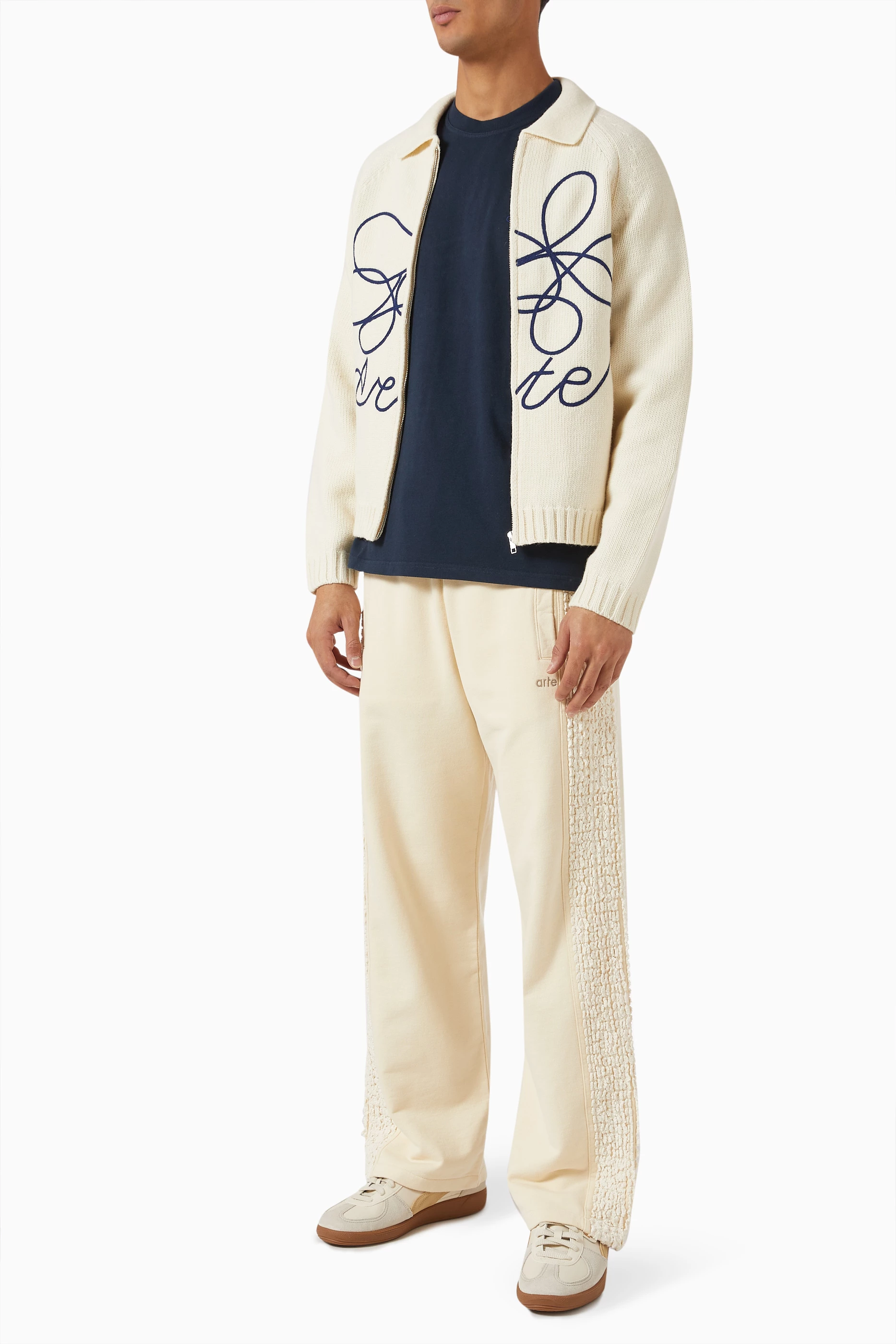 Buy Arte Antwerp Neutral Flower Logo Cardigan in Knit For Men