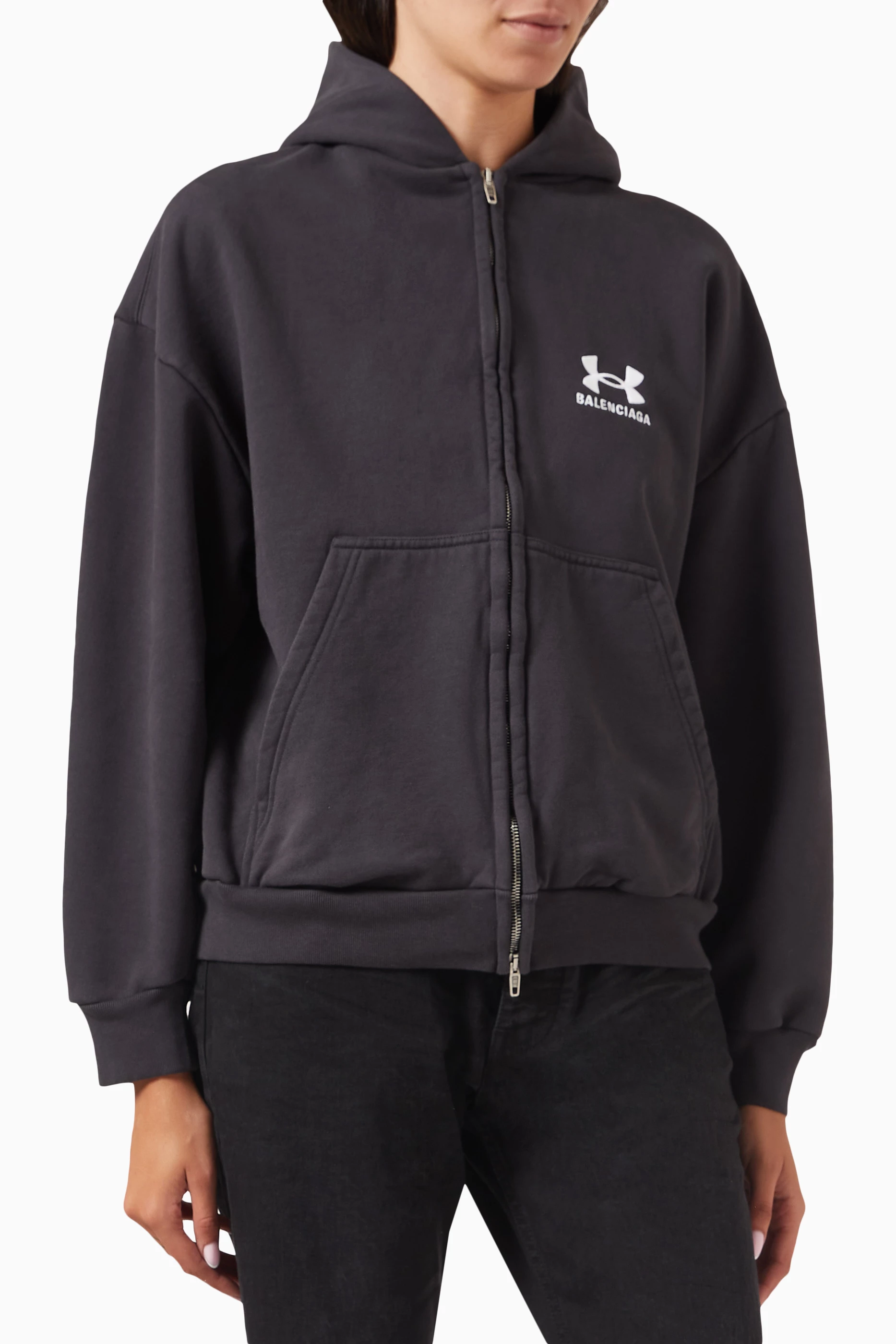 Buy Balenciaga Black x Under Armour® Unisex Zip-up Hoodie in