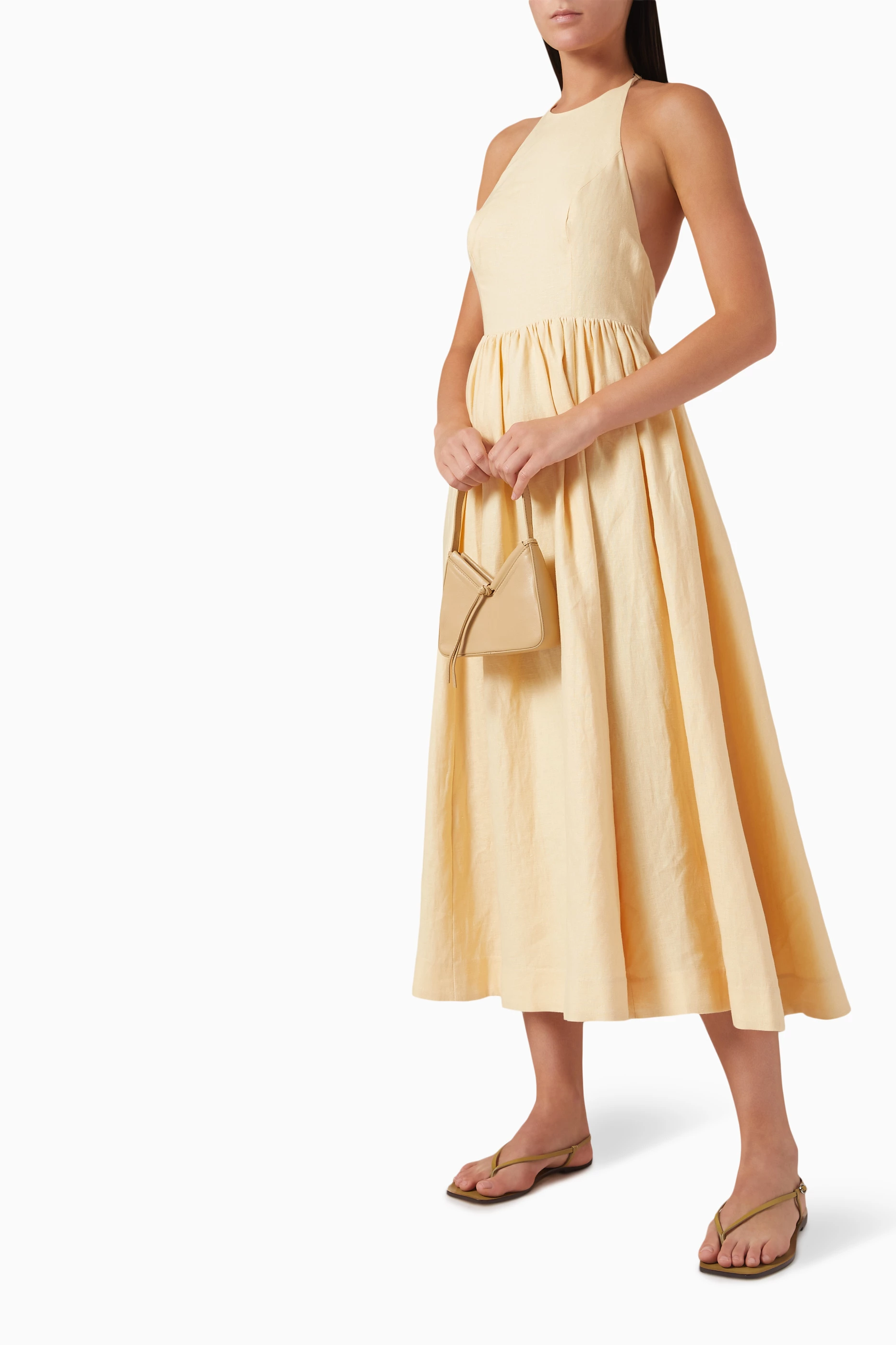 Buy Reformation Neutral Percy Open-back Midi Dress in Linen For Women  Online | Ounass Oman