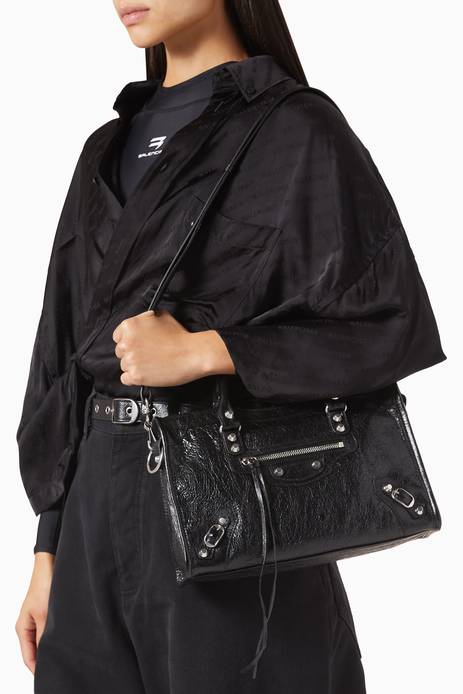 Buy Balenciaga Black Small Le City Bag in Arena Lamsbkin For Women Online Ounass Oman