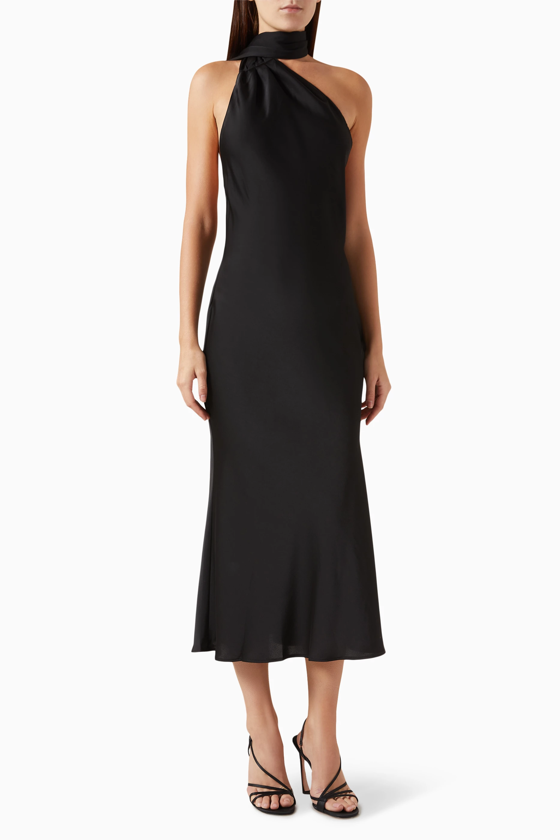vivica satin midi dress Buy Misha Black Vivica Midi Dress in Satin For Women Online