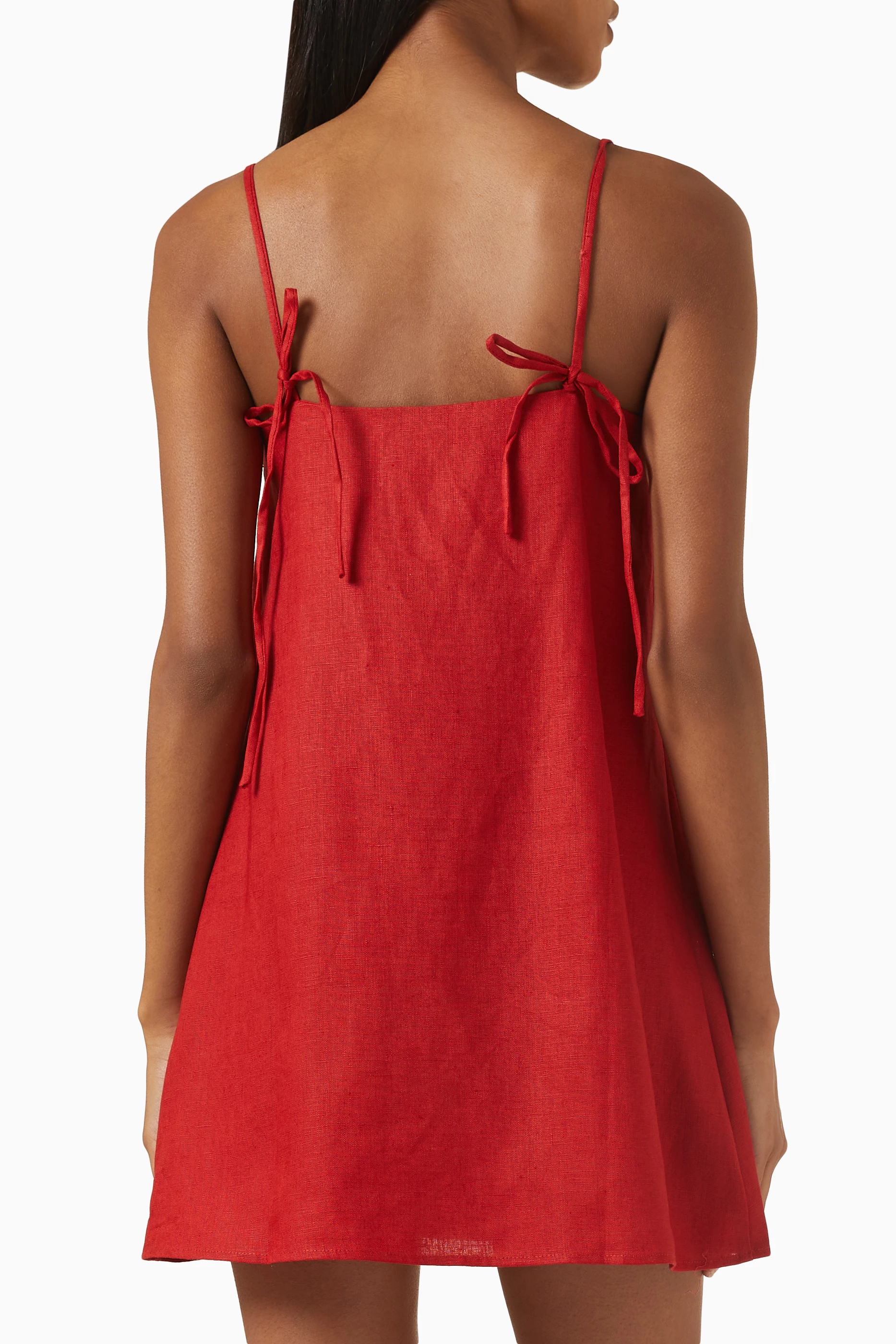 Buy Reformation Red Aubree Mini Dress in Linen For Women Online | Ounass  Oman