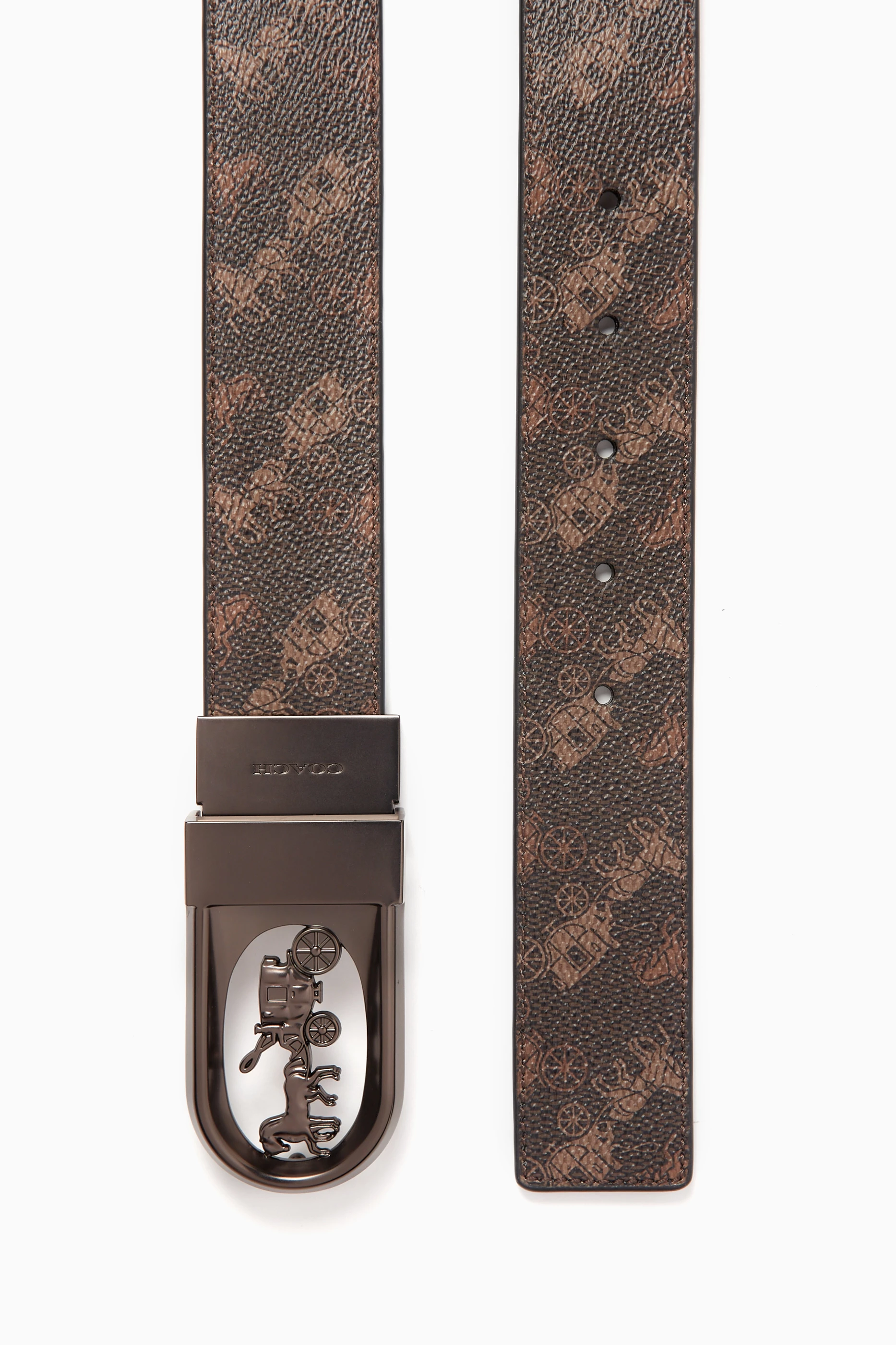 Coach Brown Leather Belt with Pattern Vintage Coach Brown Leather Belt 36/90 Men main image 4