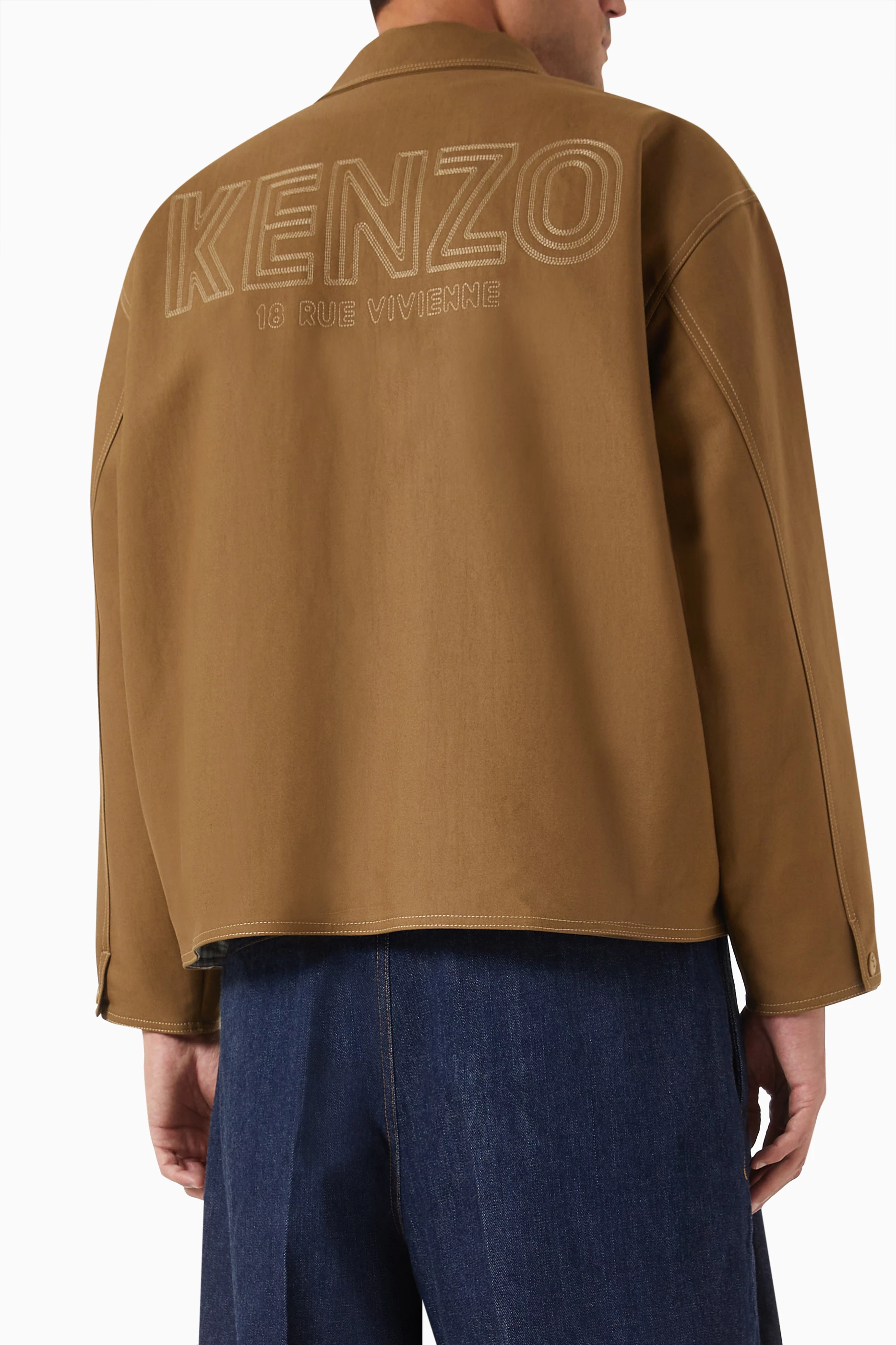 Buy KENZO Brown 'Kenzo Archive 1970' Embroidered Workwear Jacket