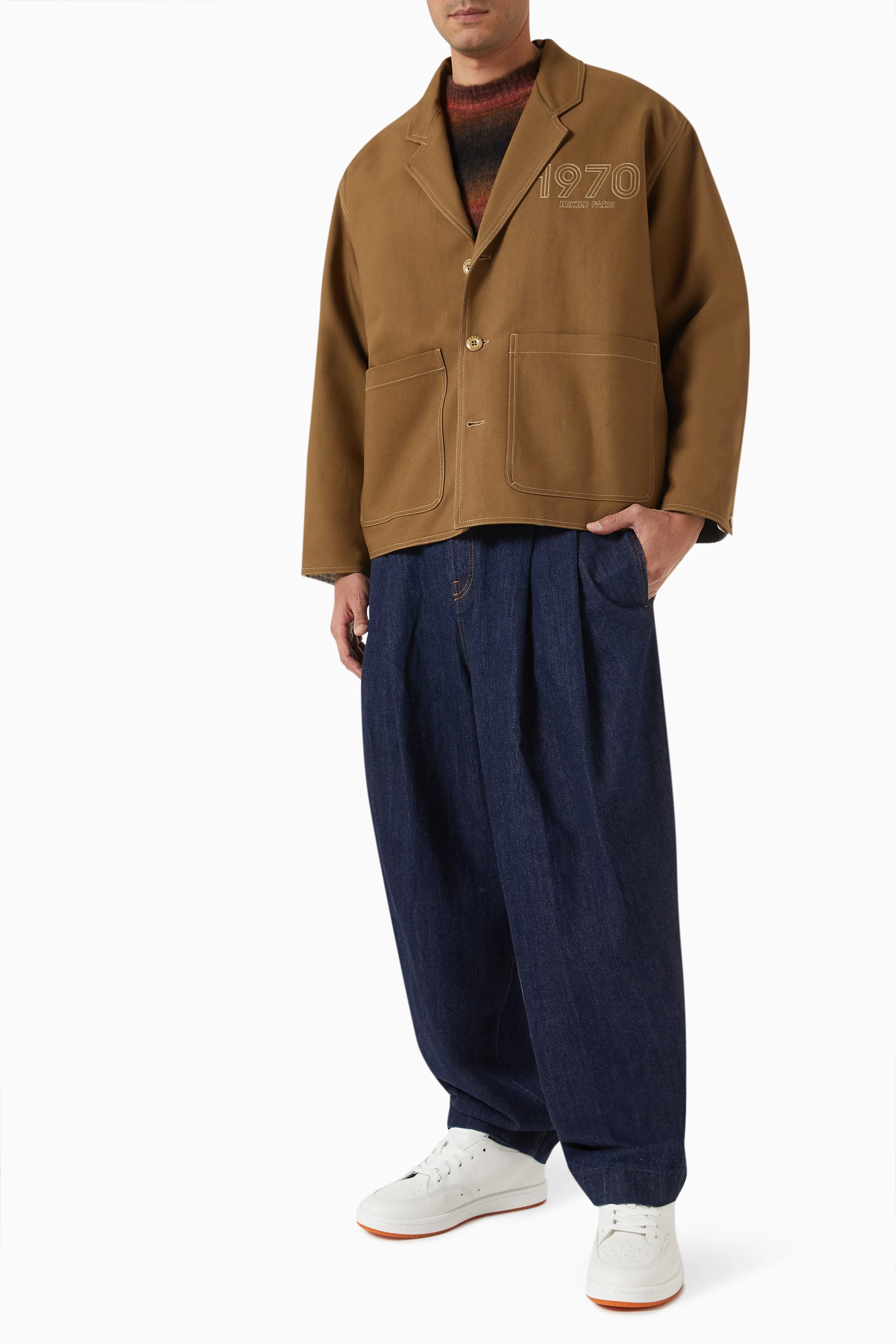 Buy KENZO Brown 'Kenzo Archive 1970' Embroidered Workwear Jacket