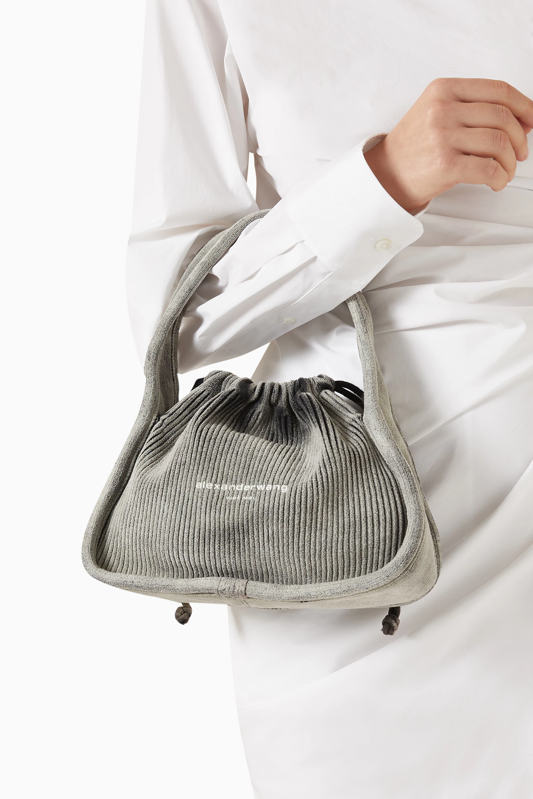 Buy Alexander Wang Grey Small Ryan Bag in Rib-knit Cotton-blend