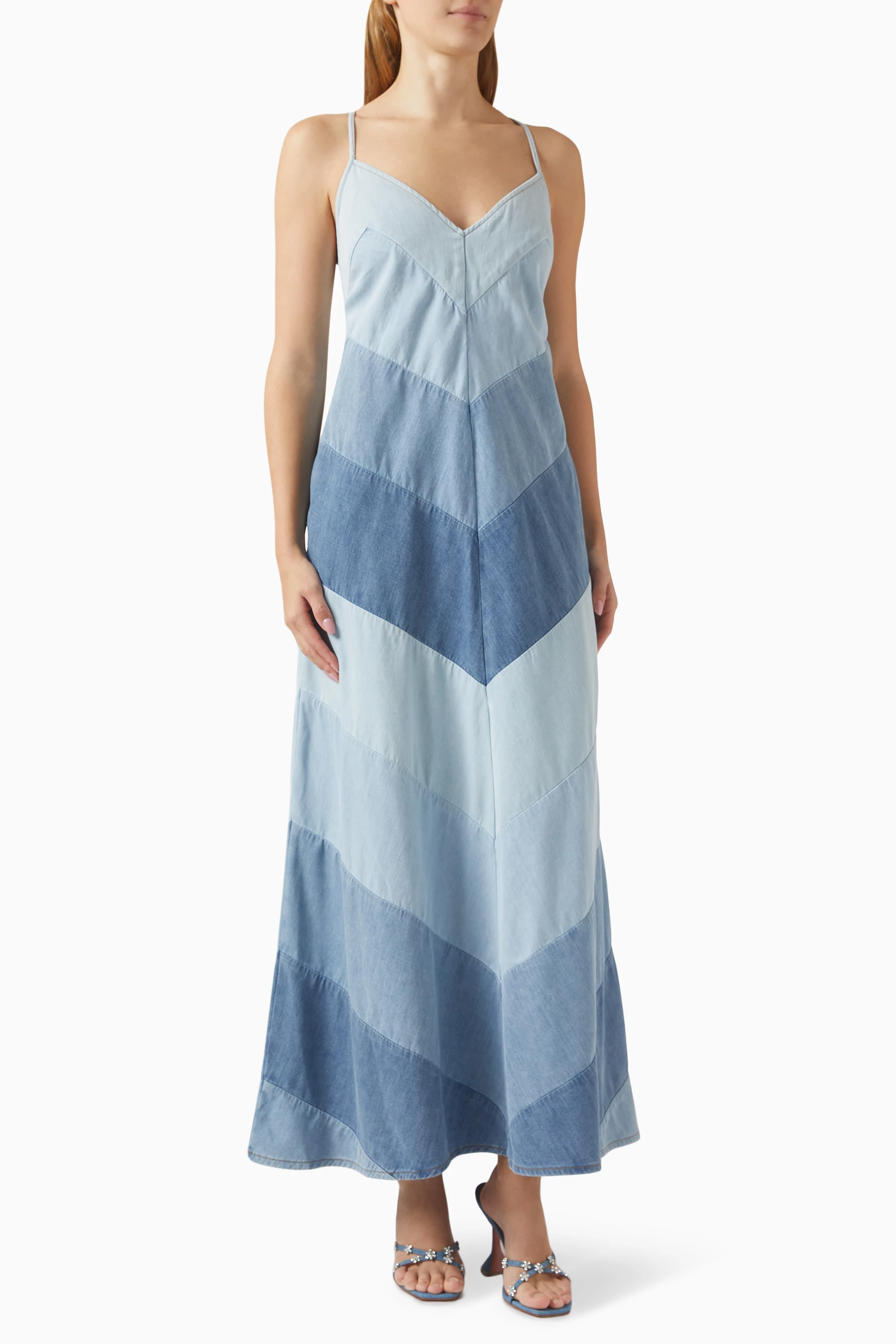 elegant denim dresses Fancy Frill Dress (Denim)