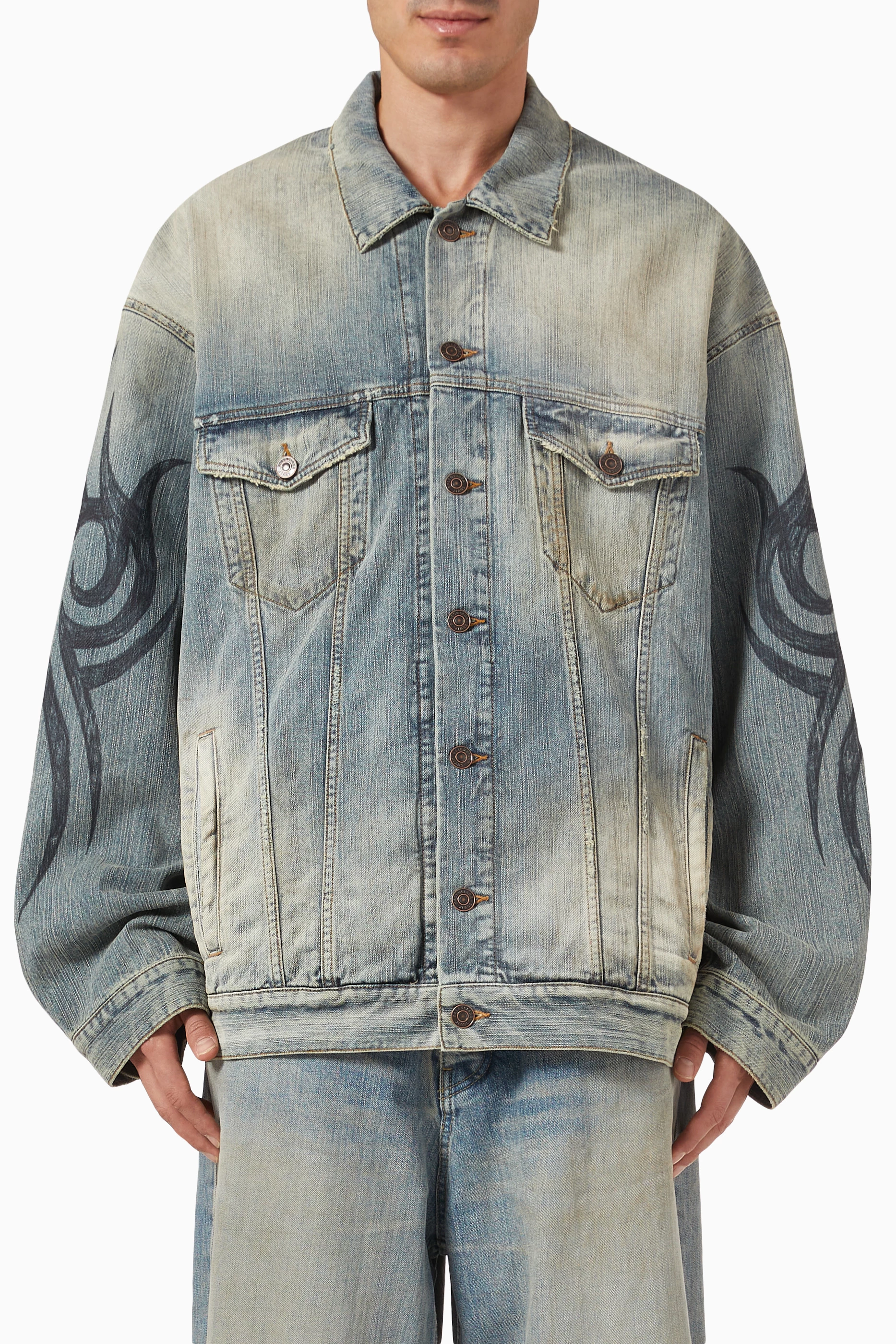 Buy Balenciaga Blue Y2K Oversized Jacket in Denim For Men Online