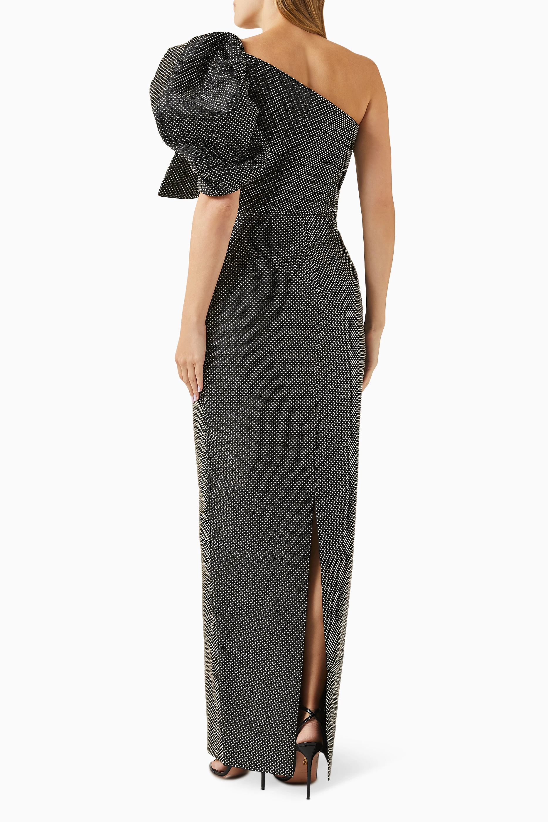 Buy Solace London Black Candi Crystal-embellished Gown For