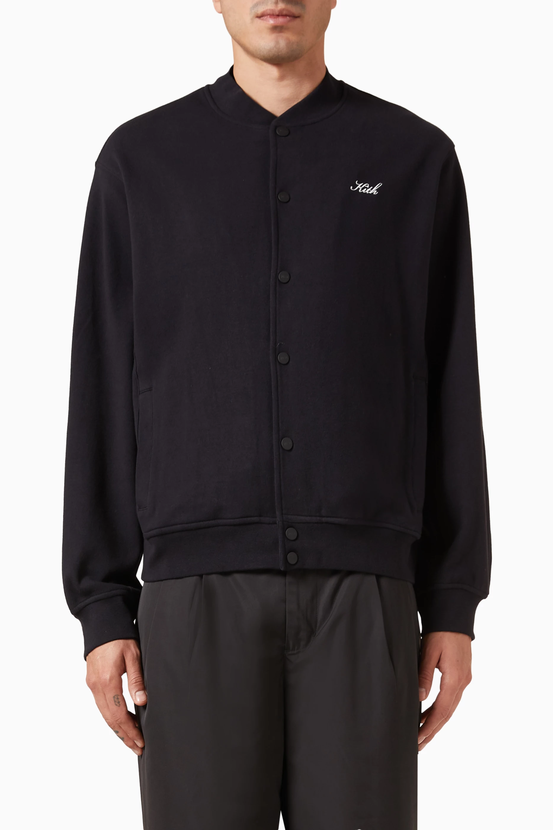 Buy Kith Black Marvin Bomber Jacket in Cotton For Men Online 