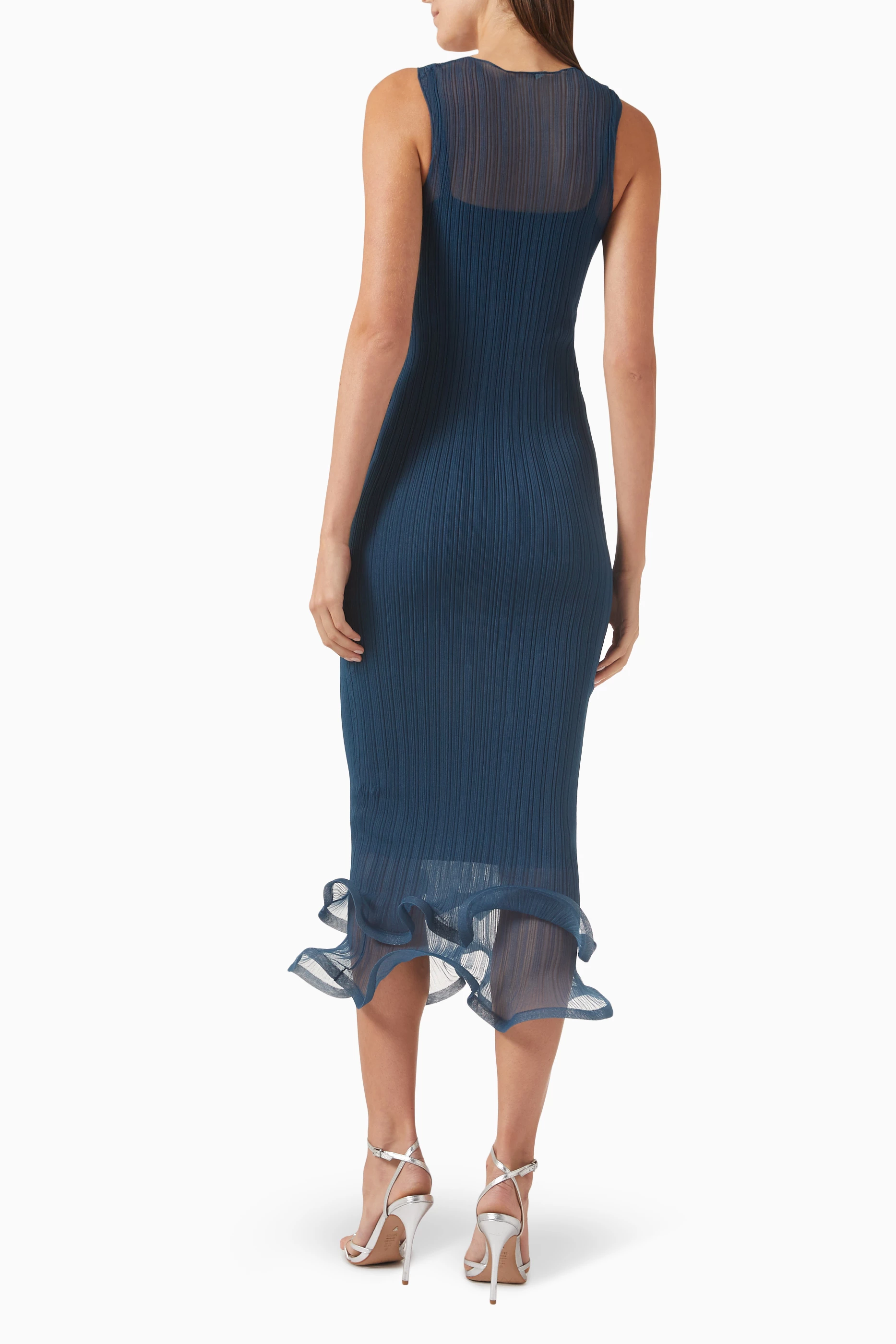 simkhai daniella ruffled midi dress SIMKHAI Daniella Midi Dress in Celestial