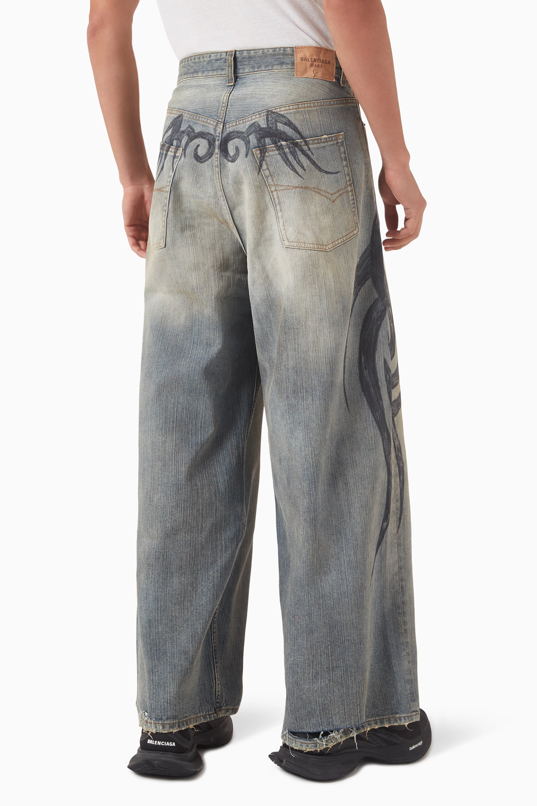 Buy Balenciaga Blue Y2K Stretched-knee Baggy Jeans in Denim For