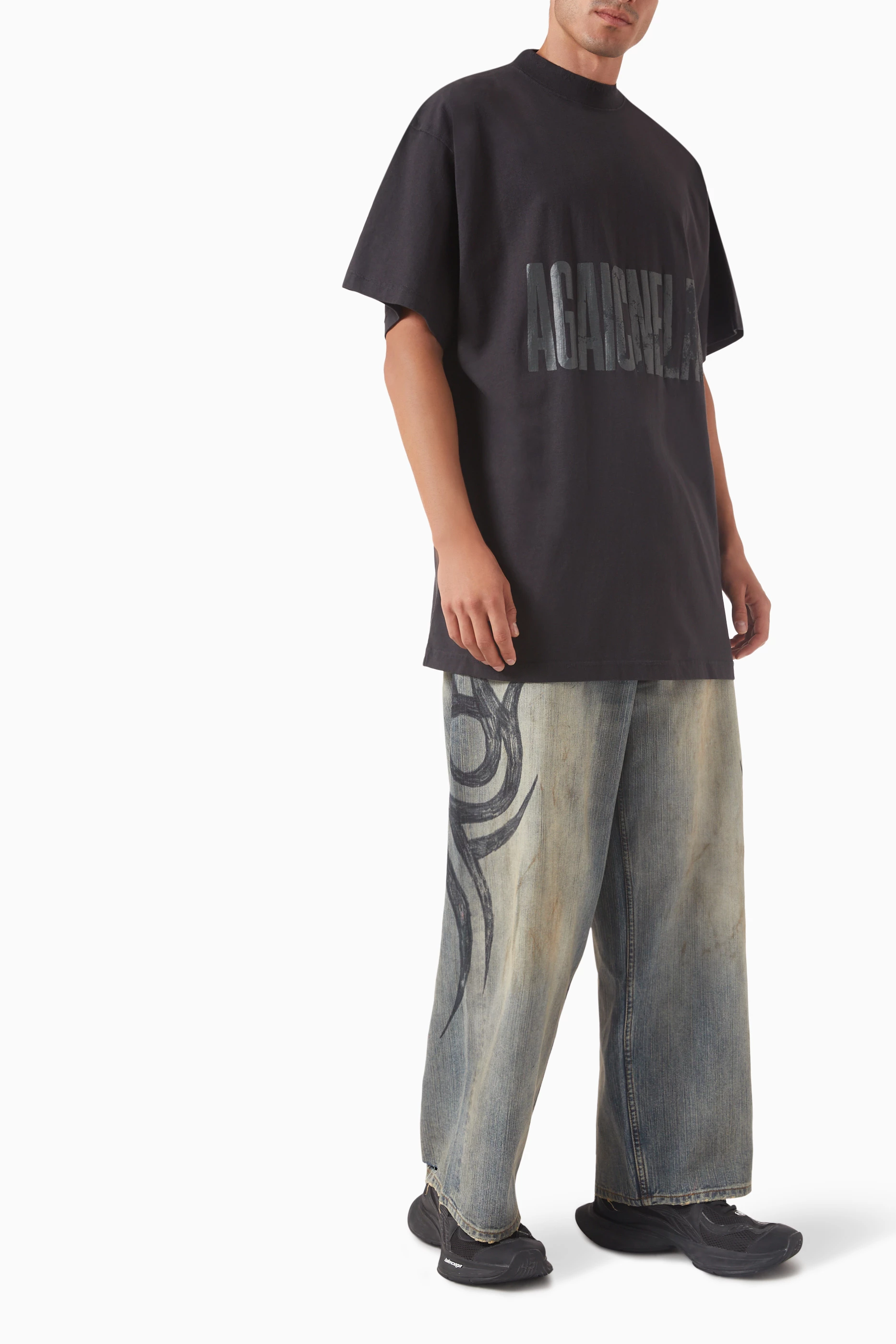 Buy Balenciaga Blue Y2K Stretched-knee Baggy Jeans in Denim For