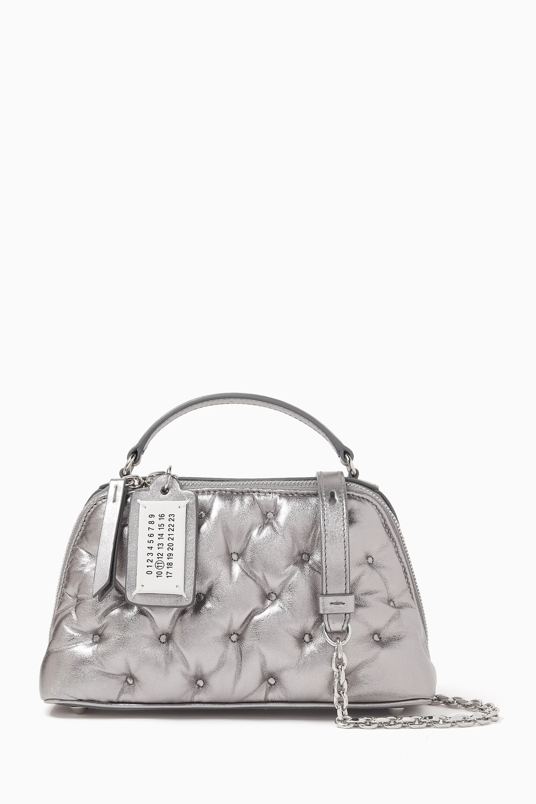 関税送料無料【Maison Margiela】GLAM SLAM TRAPEZOID BAG Maison Margiela Glam Slam Embroidery Trapezoid Tote Bag