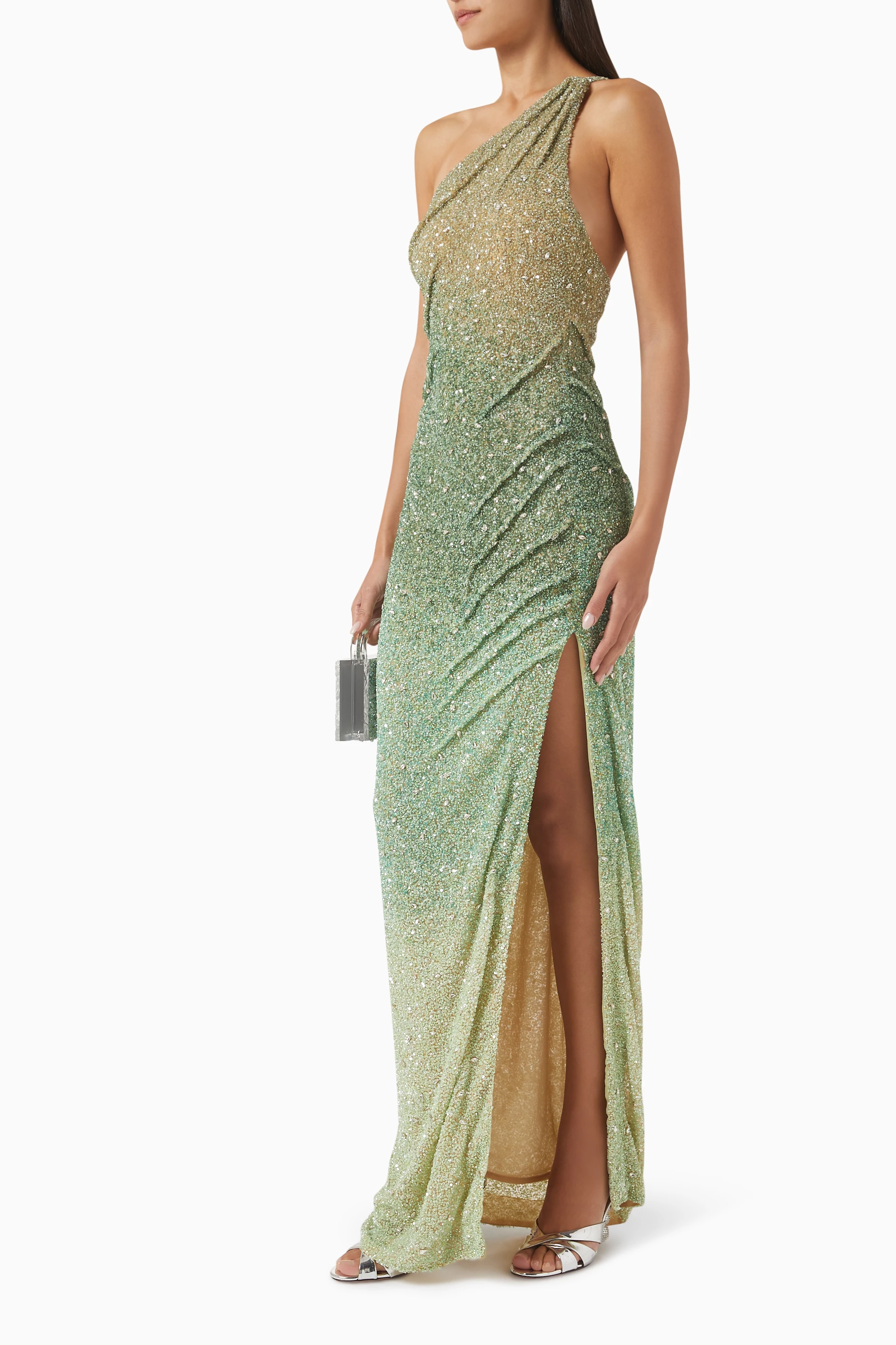 Buy Rachel Gilbert Green Kaito One-shoulder Gown in Tulle For Women Online  | Ounass Oman