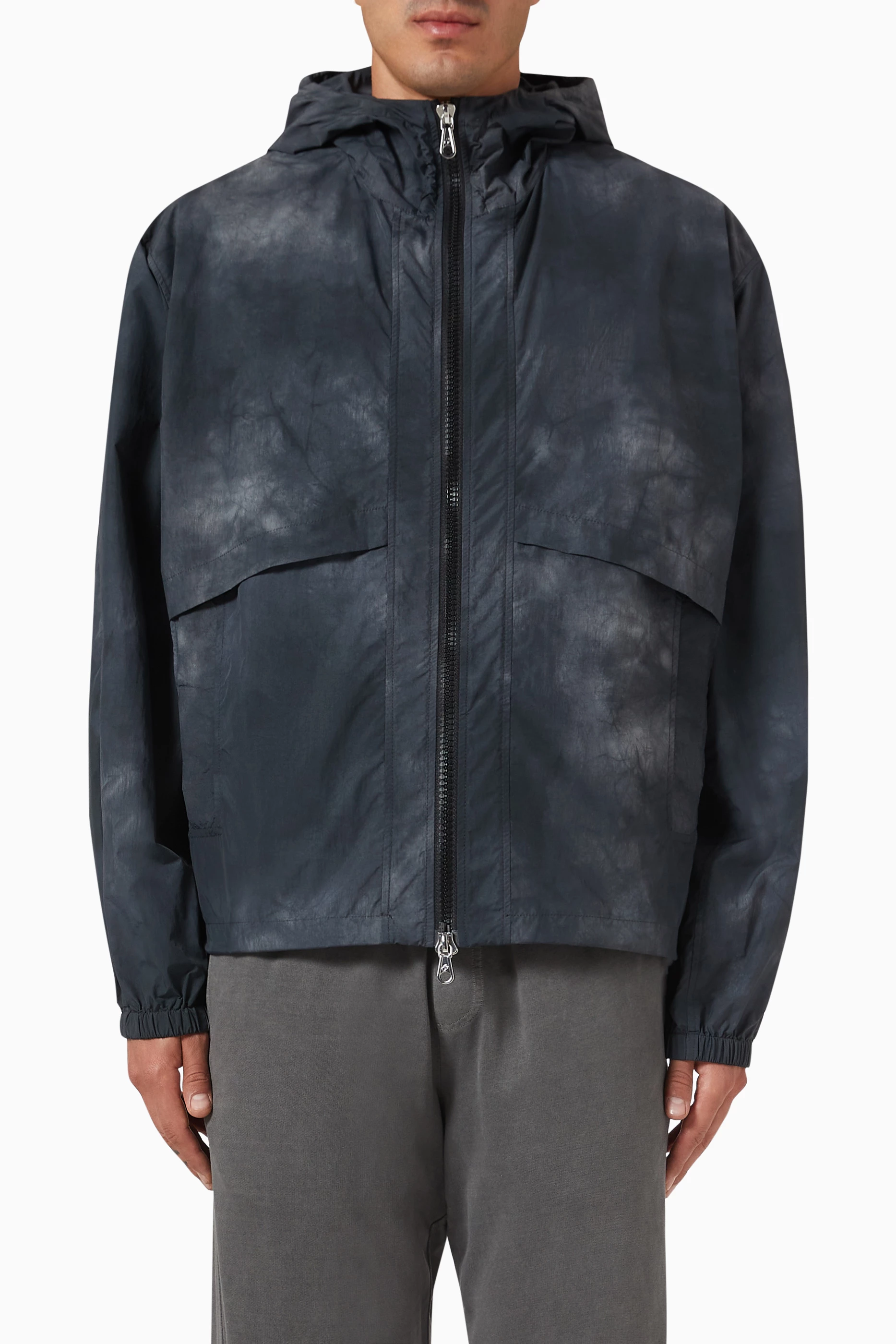 Buy Cole Buxton Black Hooded Windbreaker in Nylon-blend For Men