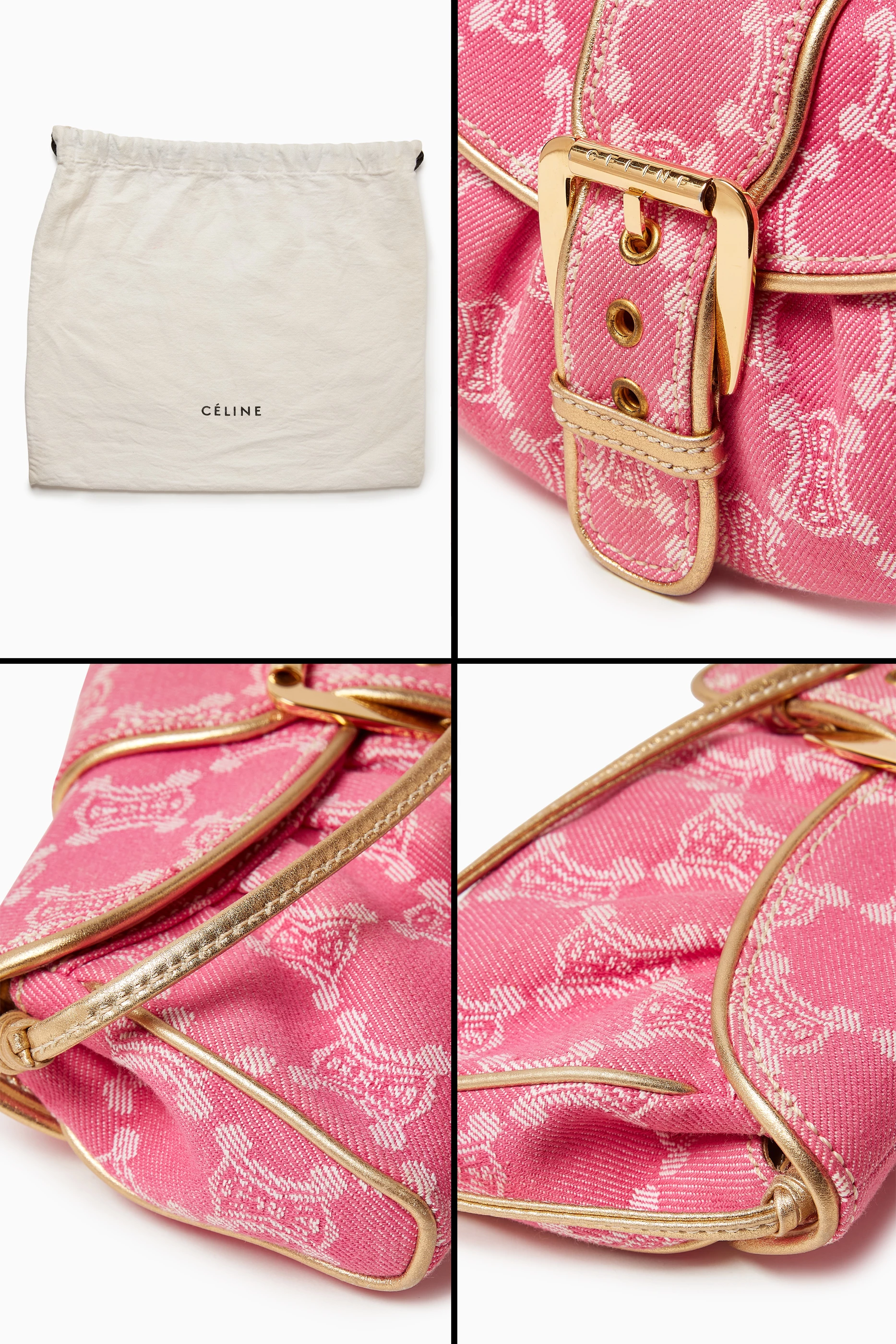 Buy Celine Pre-Loved Pink Macadam Shoulder Bag in Denim For Women