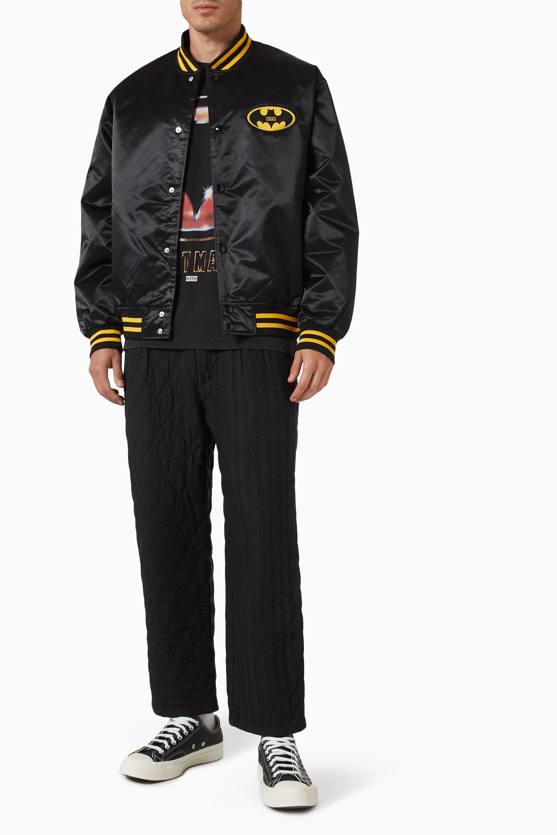 Buy Kith Black x Batman Bomber Jacket in Satin For Men Online