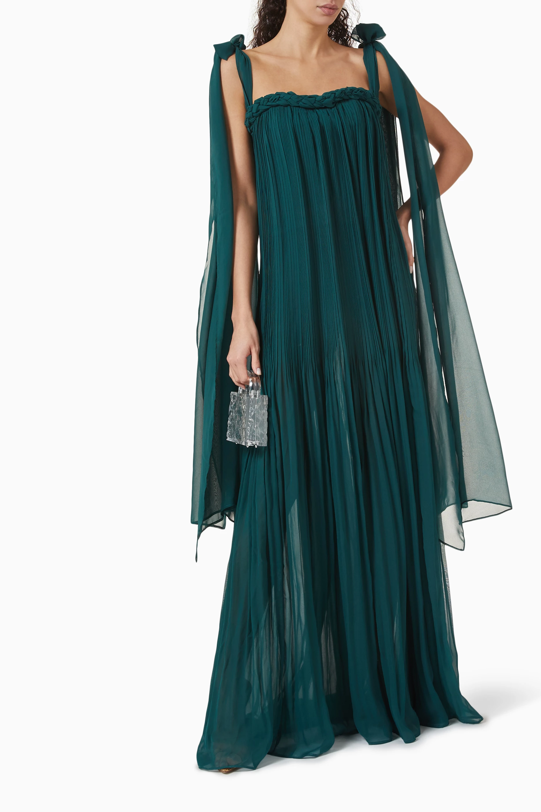Buy Leo Lin Green Camilla Draped Maxi Dress in Viscose For Women Online |  Ounass Oman